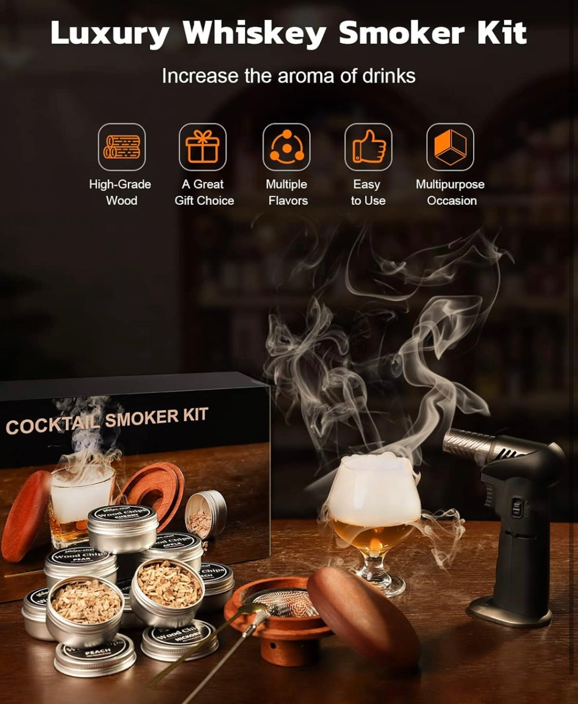 Custom Engraved Whiskey Smoker Kit