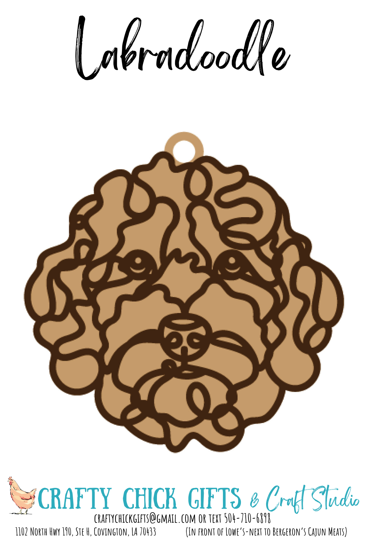 Dog Line Art Ornament-engraved bone