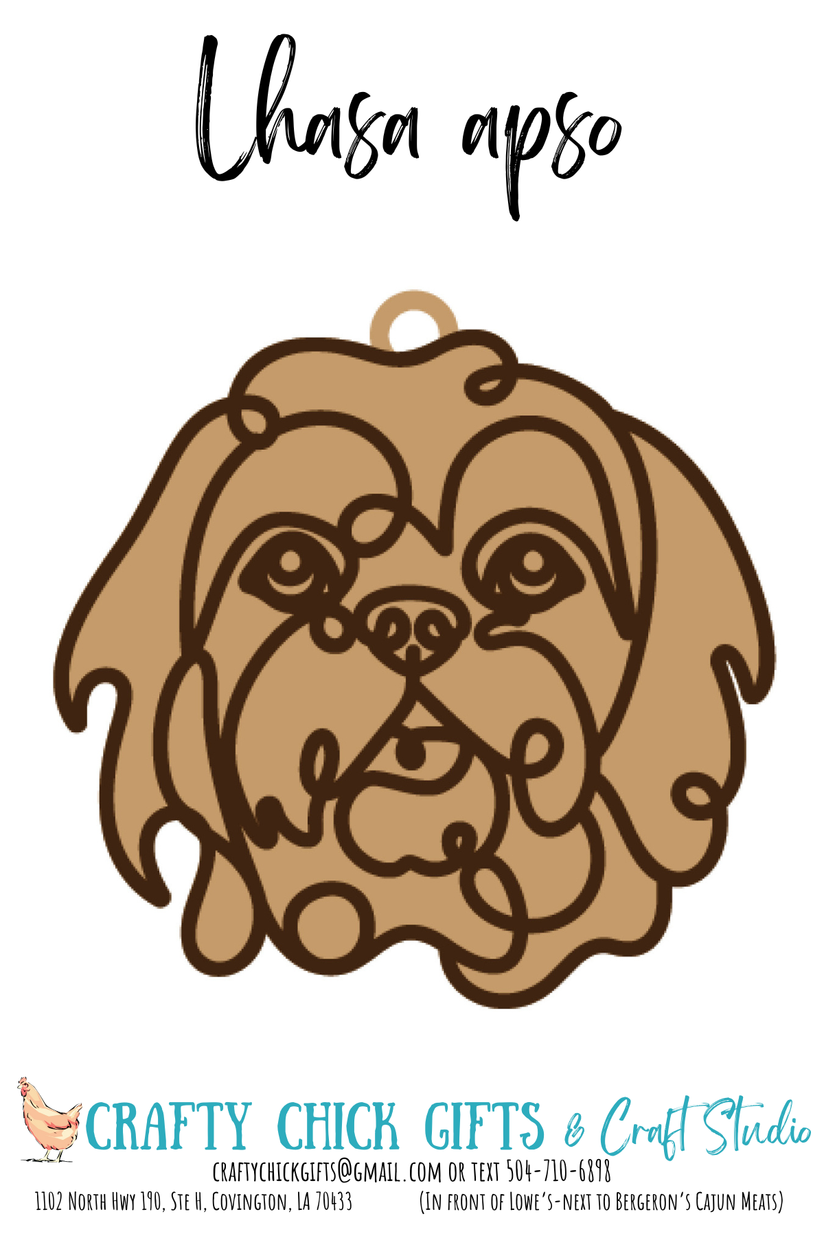 Dog Line Art Ornament-engraved bone