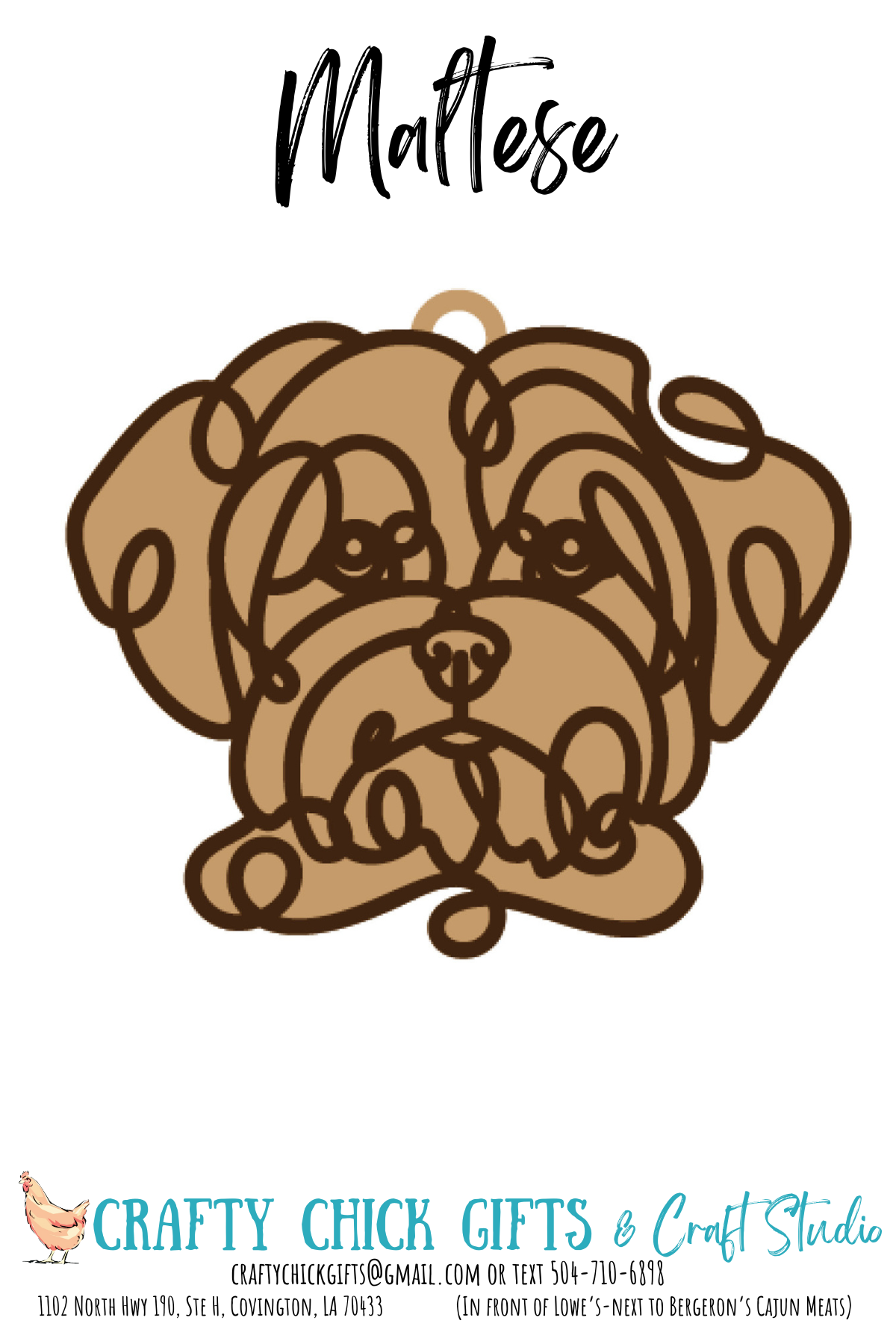 Dog Line Art Ornament-engraved bone