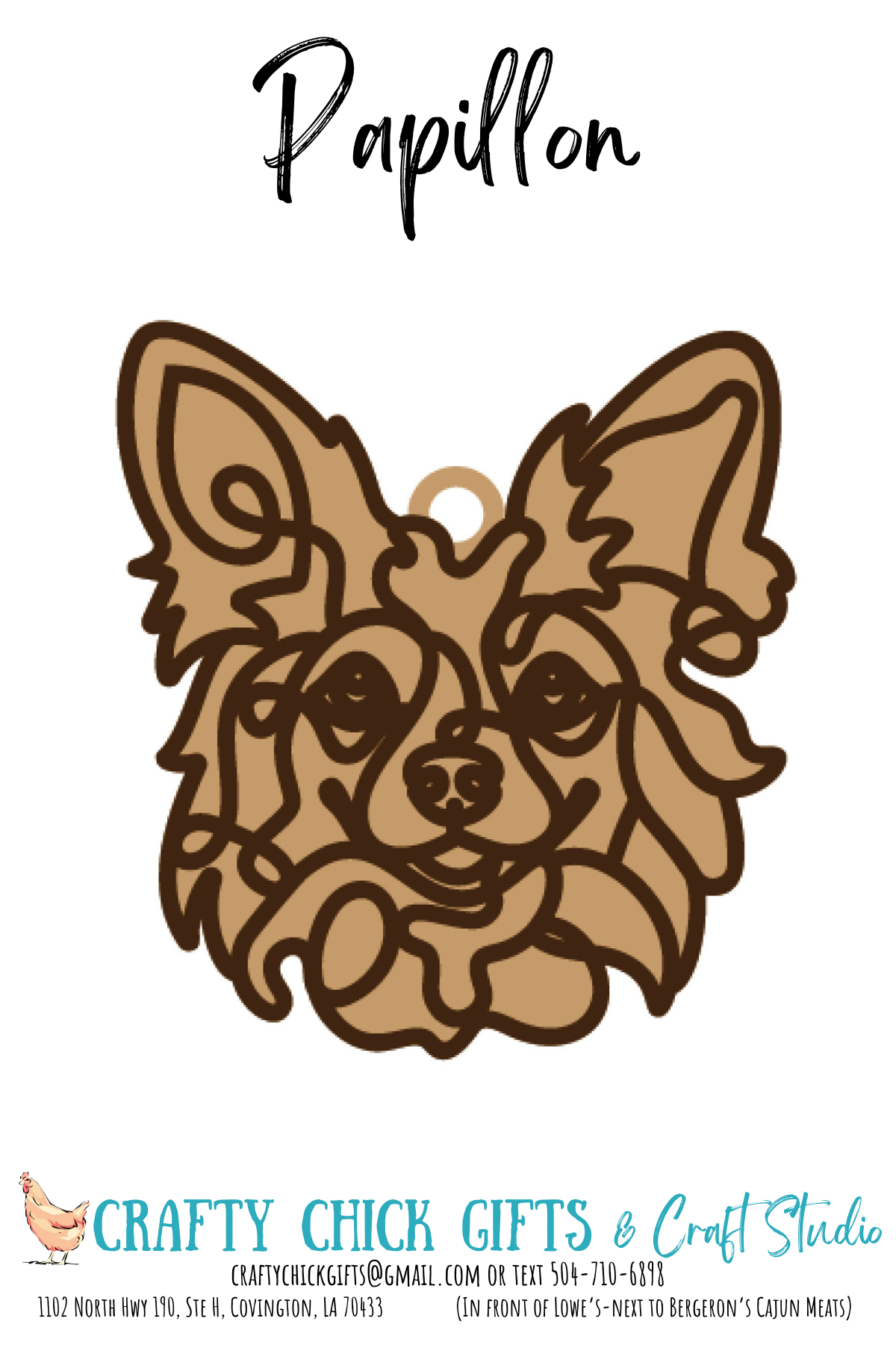 Dog Line Art Ornament-engraved bone