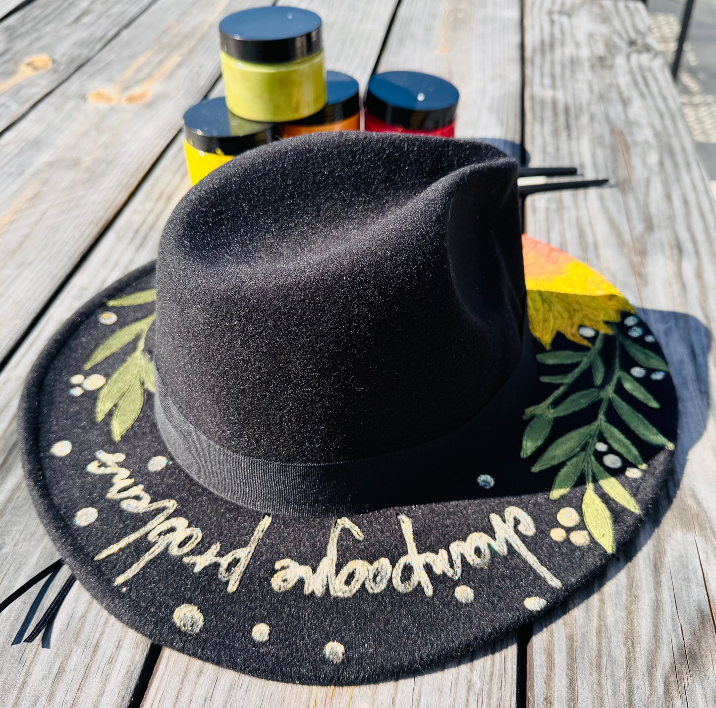 Wide Brim Vegan Suede Hat - painted