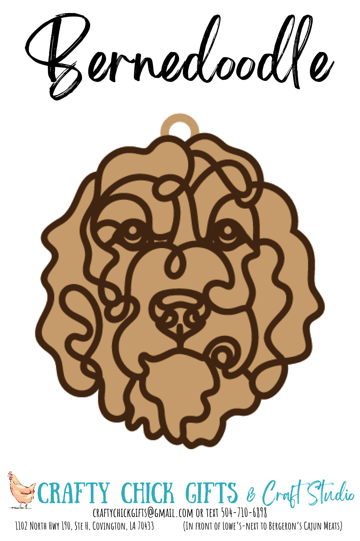 Dog Line Art Ornament-engraved bone