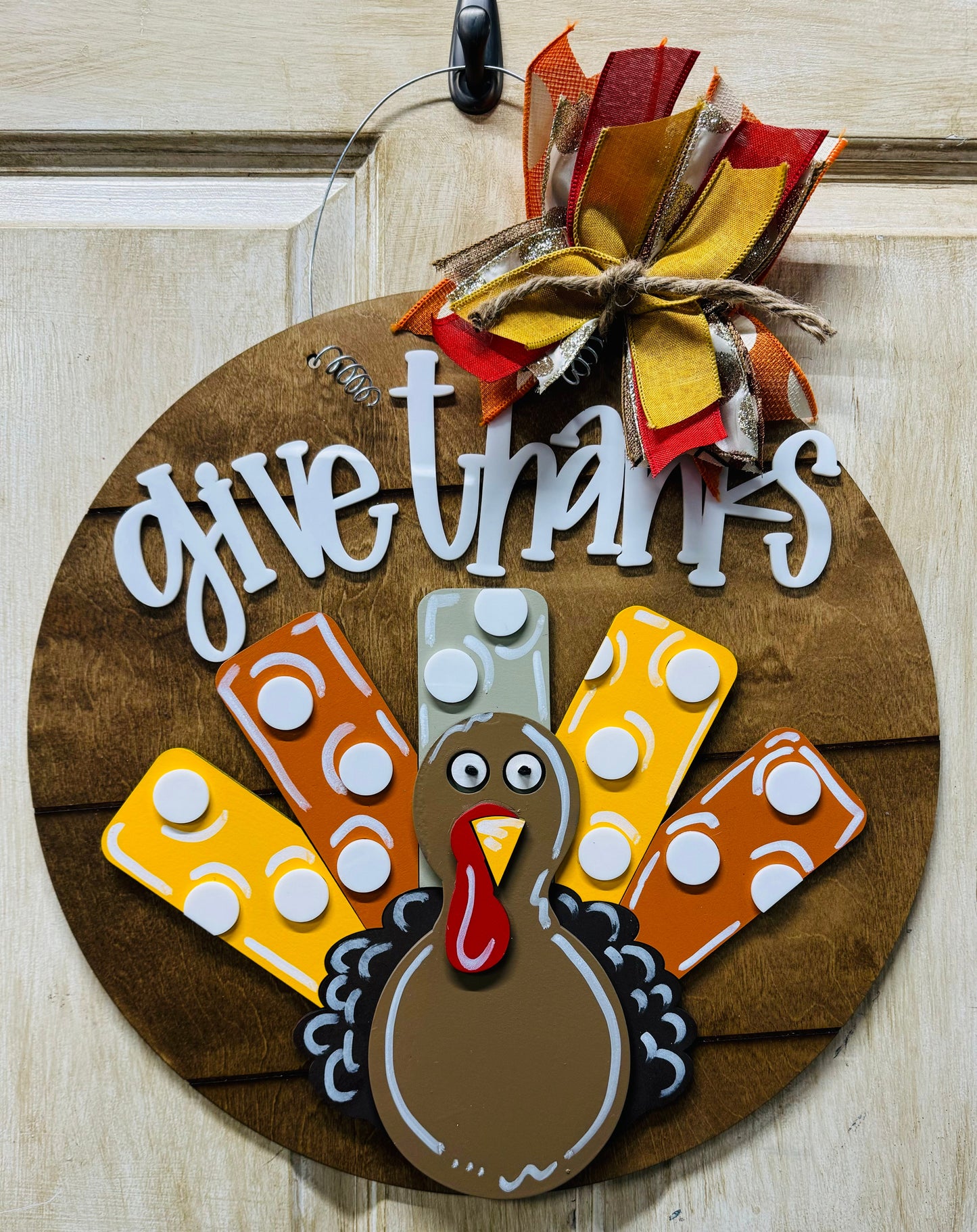 3D give thanks turkey door hanger