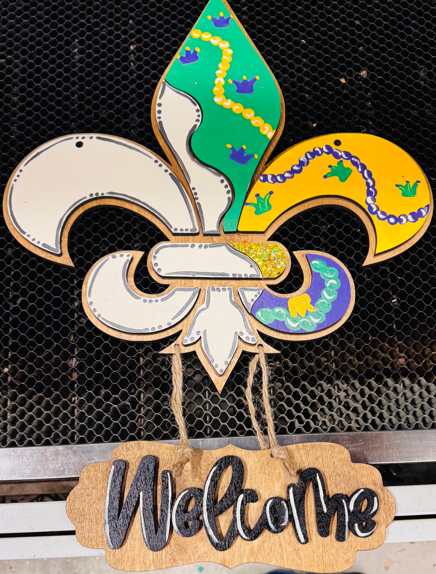 3d interchangeable Split fleur de lis Door Hanger