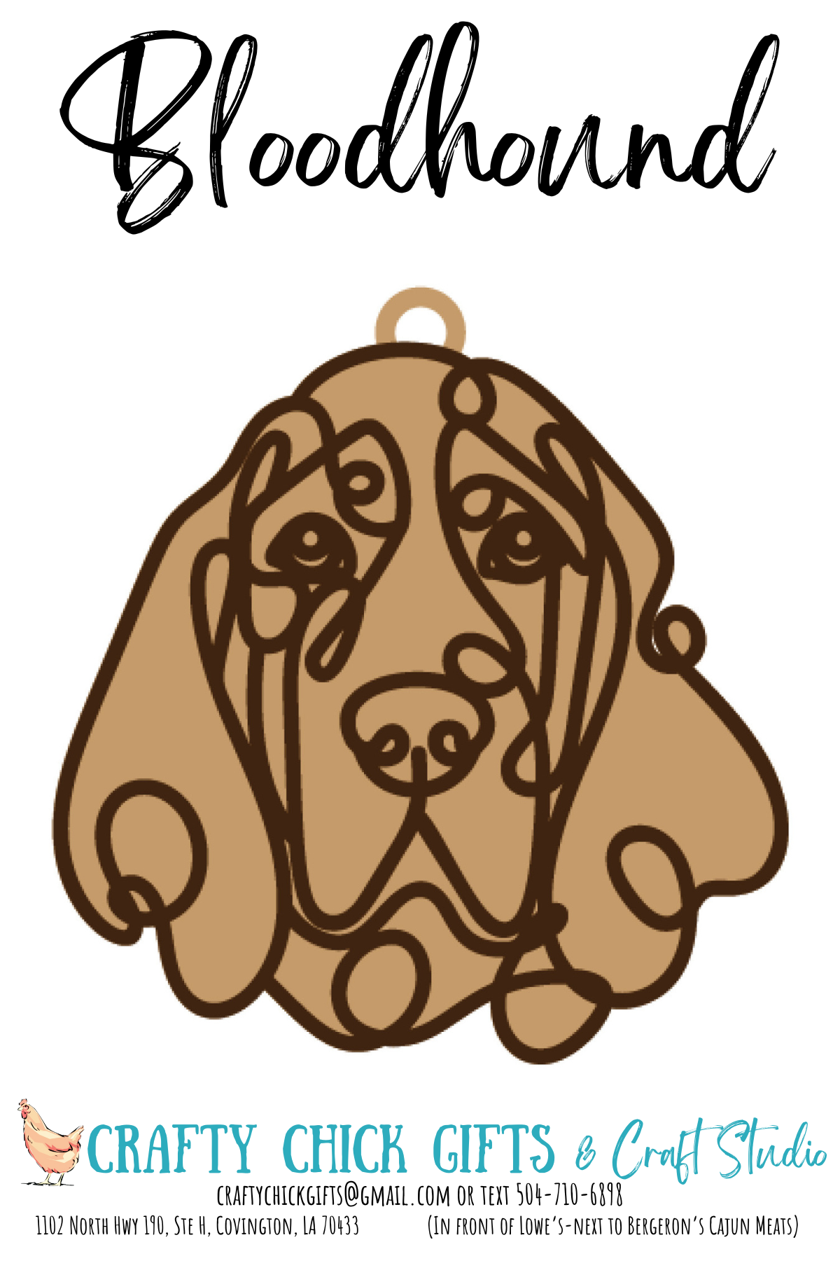 Dog Line Art Ornament-engraved bone