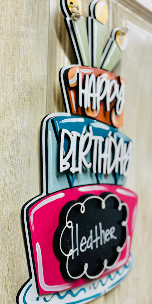 3D birthday cake door sign