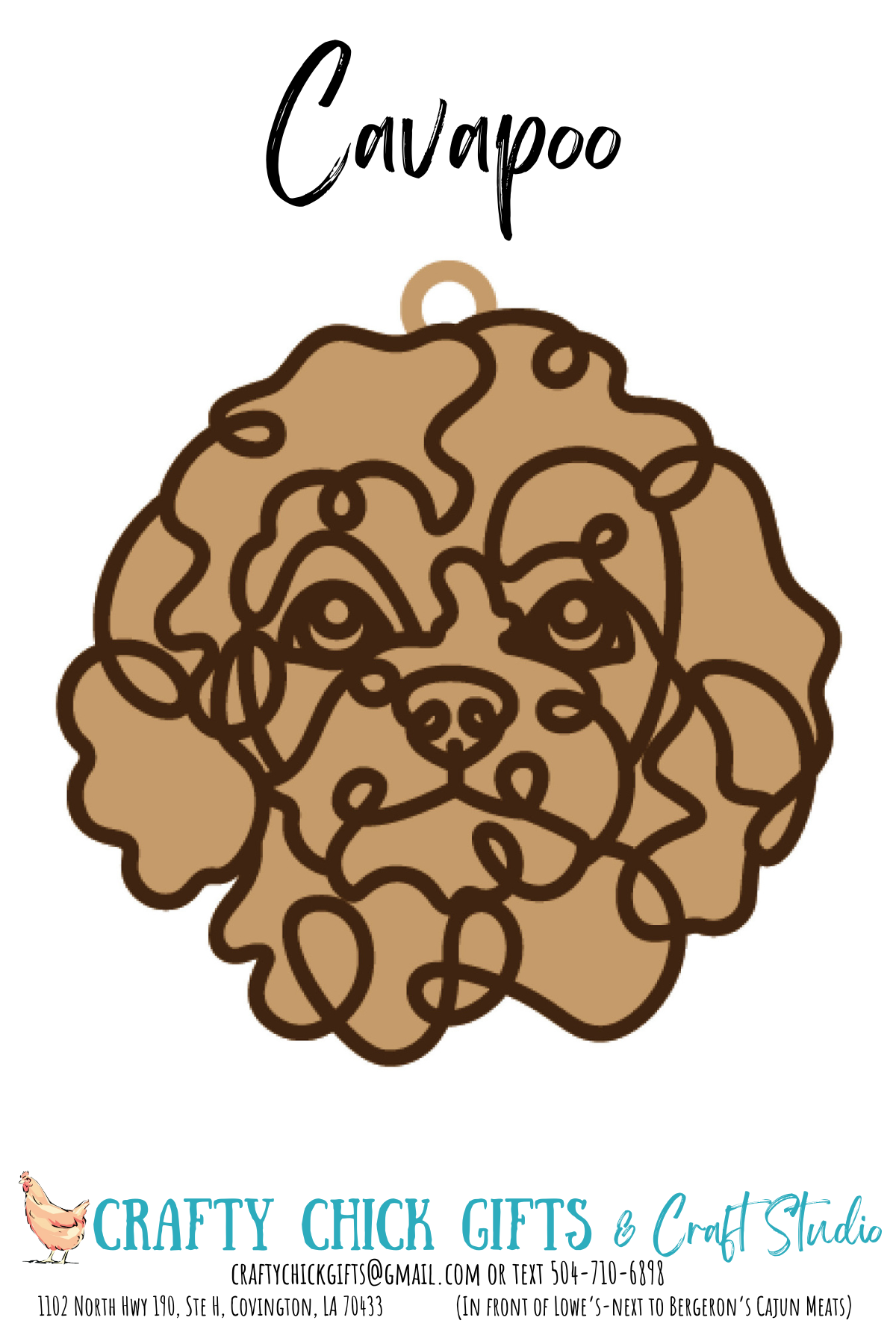 Dog Line Art Ornament-engraved bone