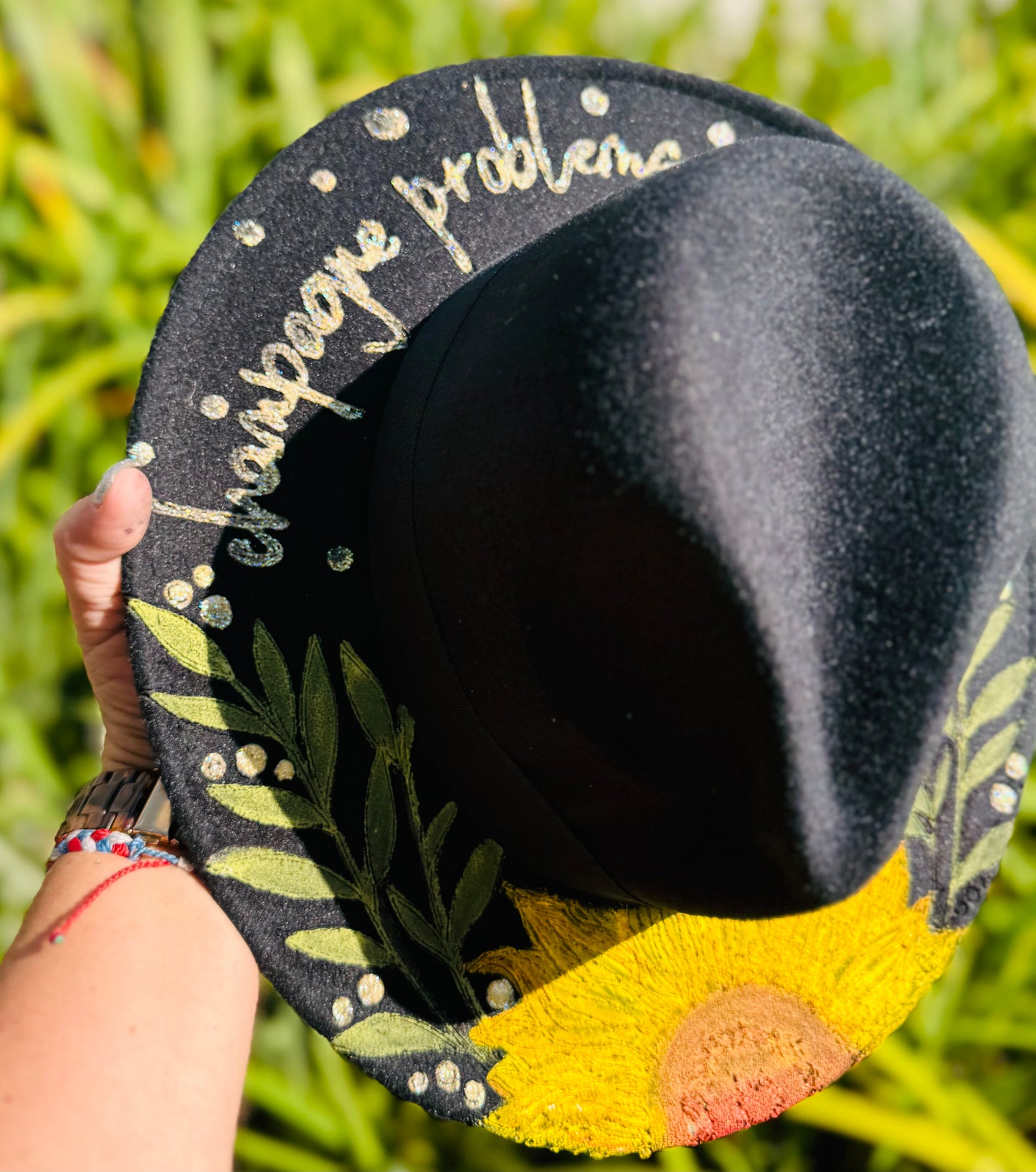 Wide Brim Vegan Suede Hat - painted