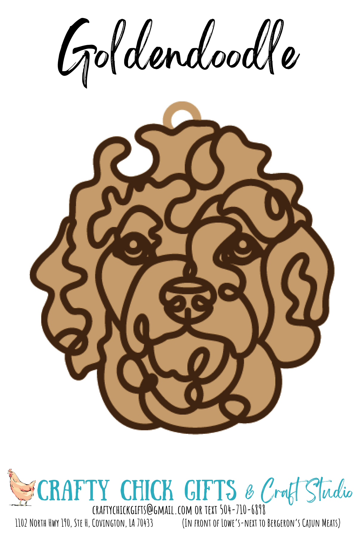 Dog Line Art Ornament-engraved bone