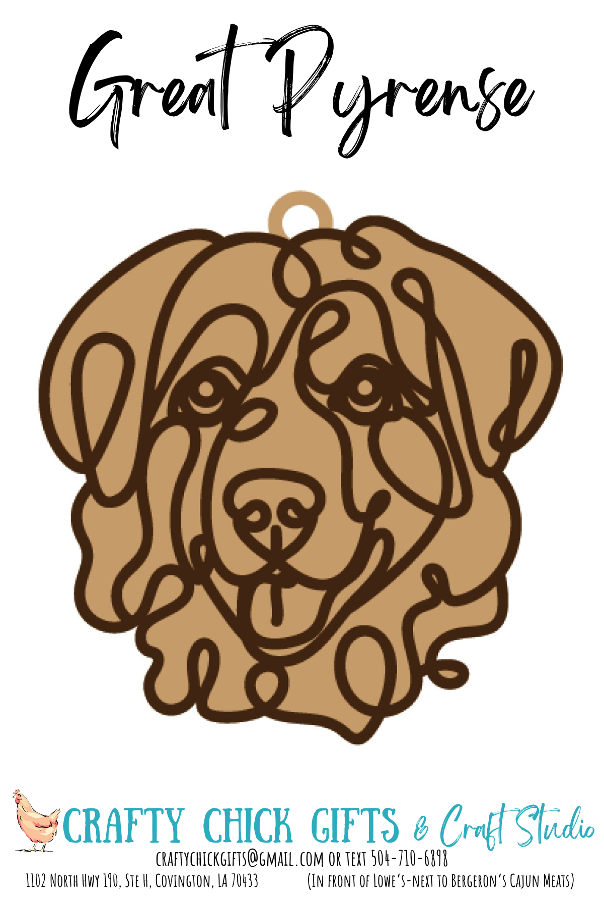 Dog Line Art Ornament-engraved bone