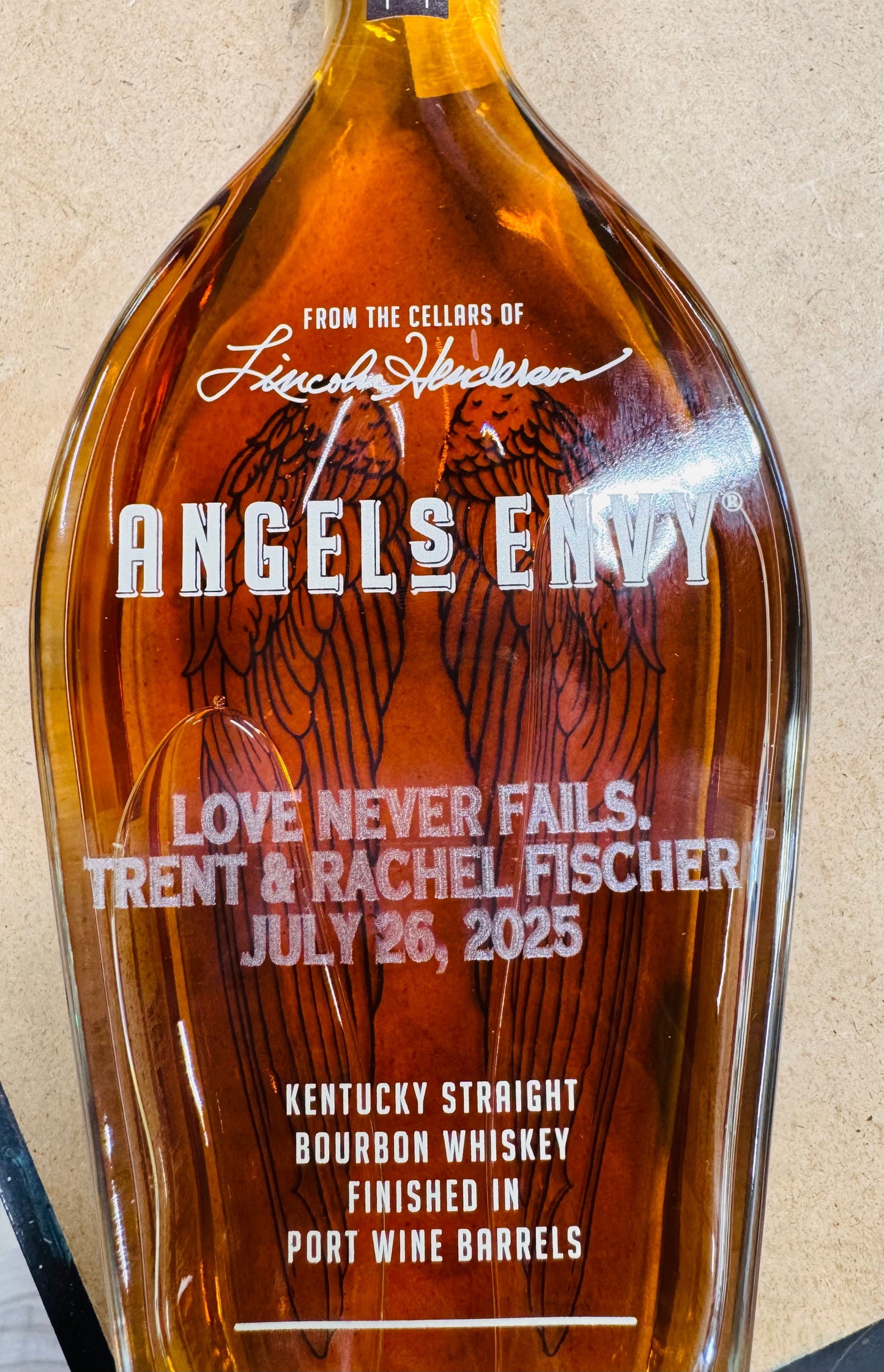 Custom Engraved alcohol bottle (provided by customer)