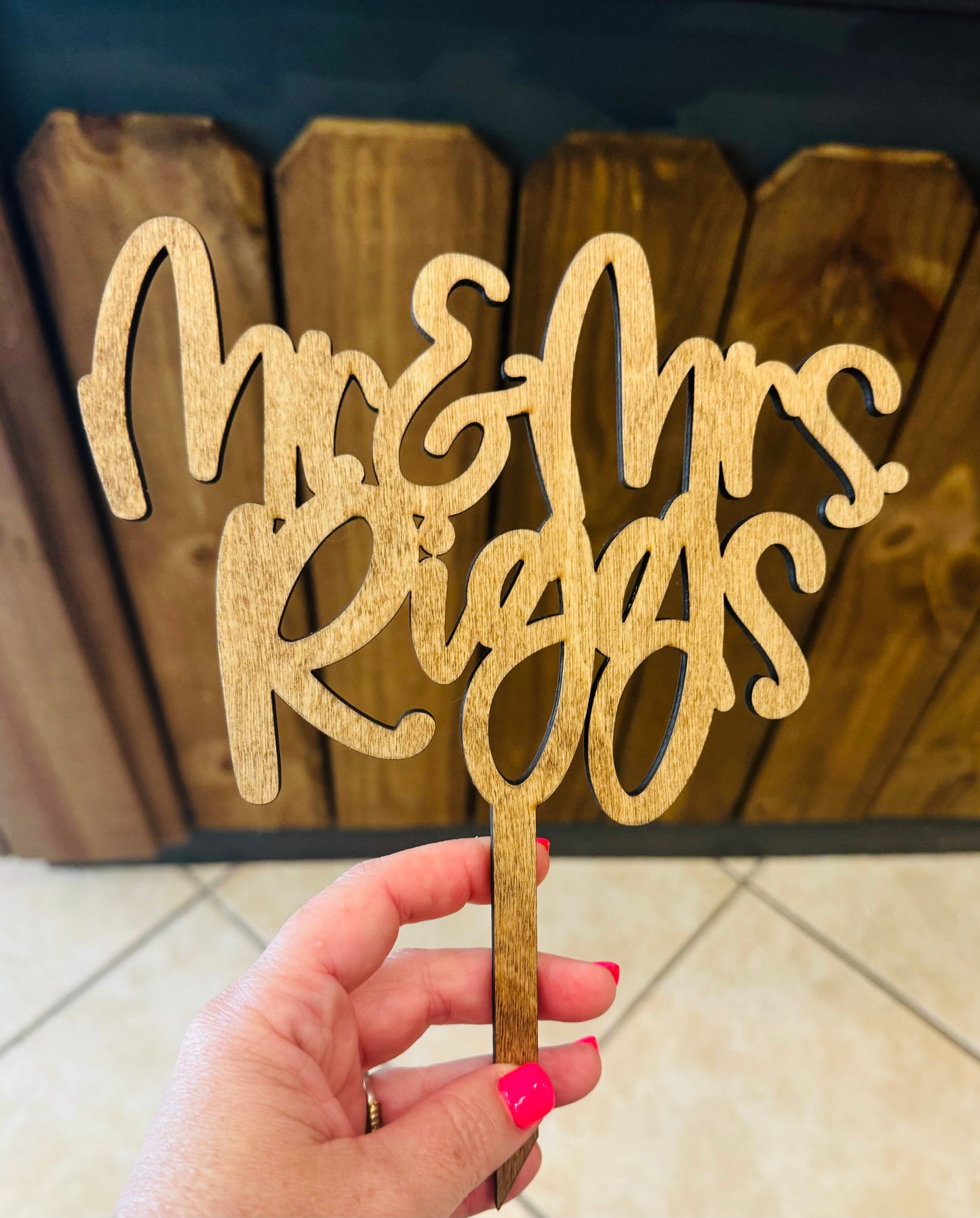 Wood Wedding cake topper