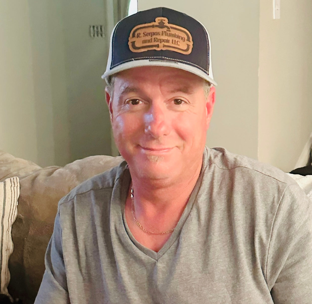 Trucker Hat with custom real leather patch