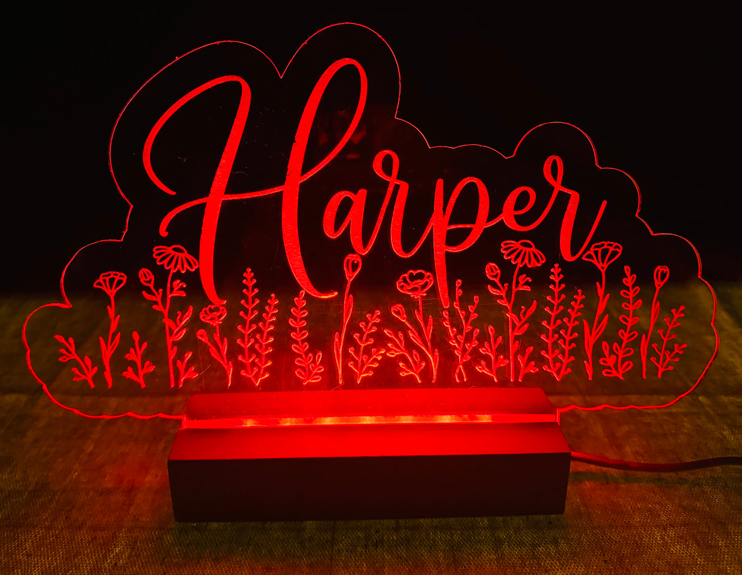 LED & Acrylic nightlight with wood base