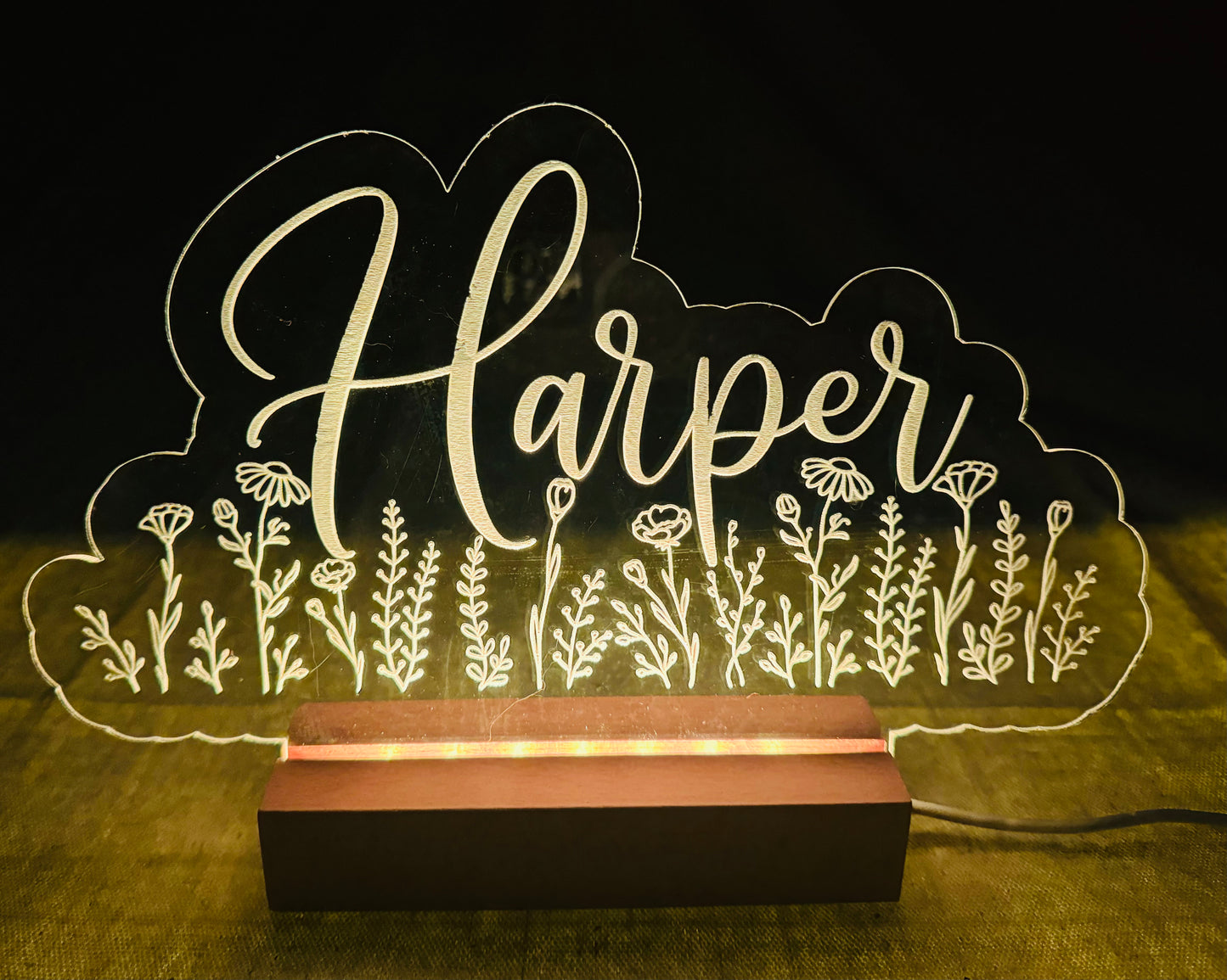 LED & Acrylic nightlight with wood base