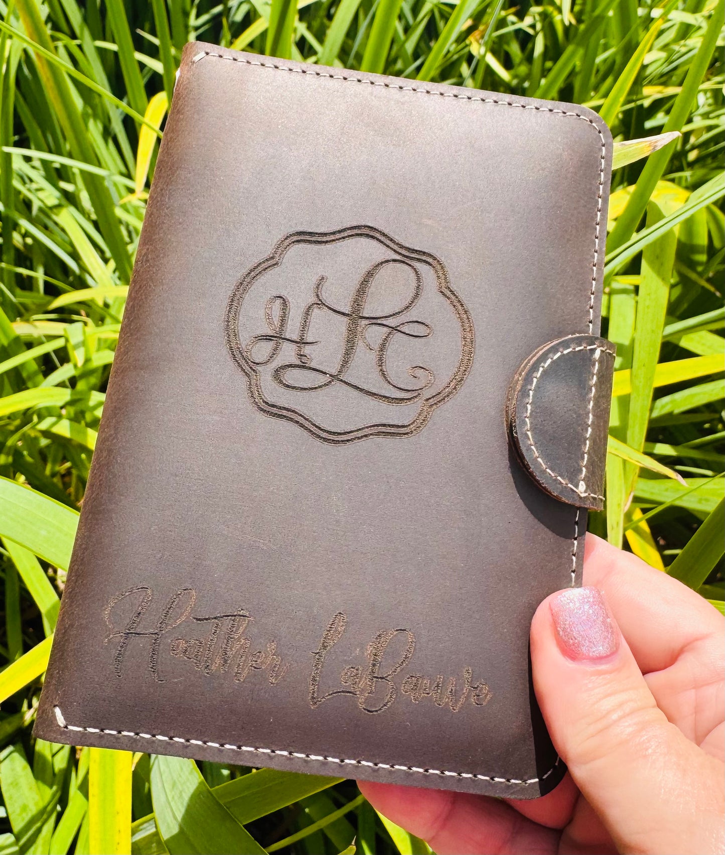 Leather passport wallet engraved -