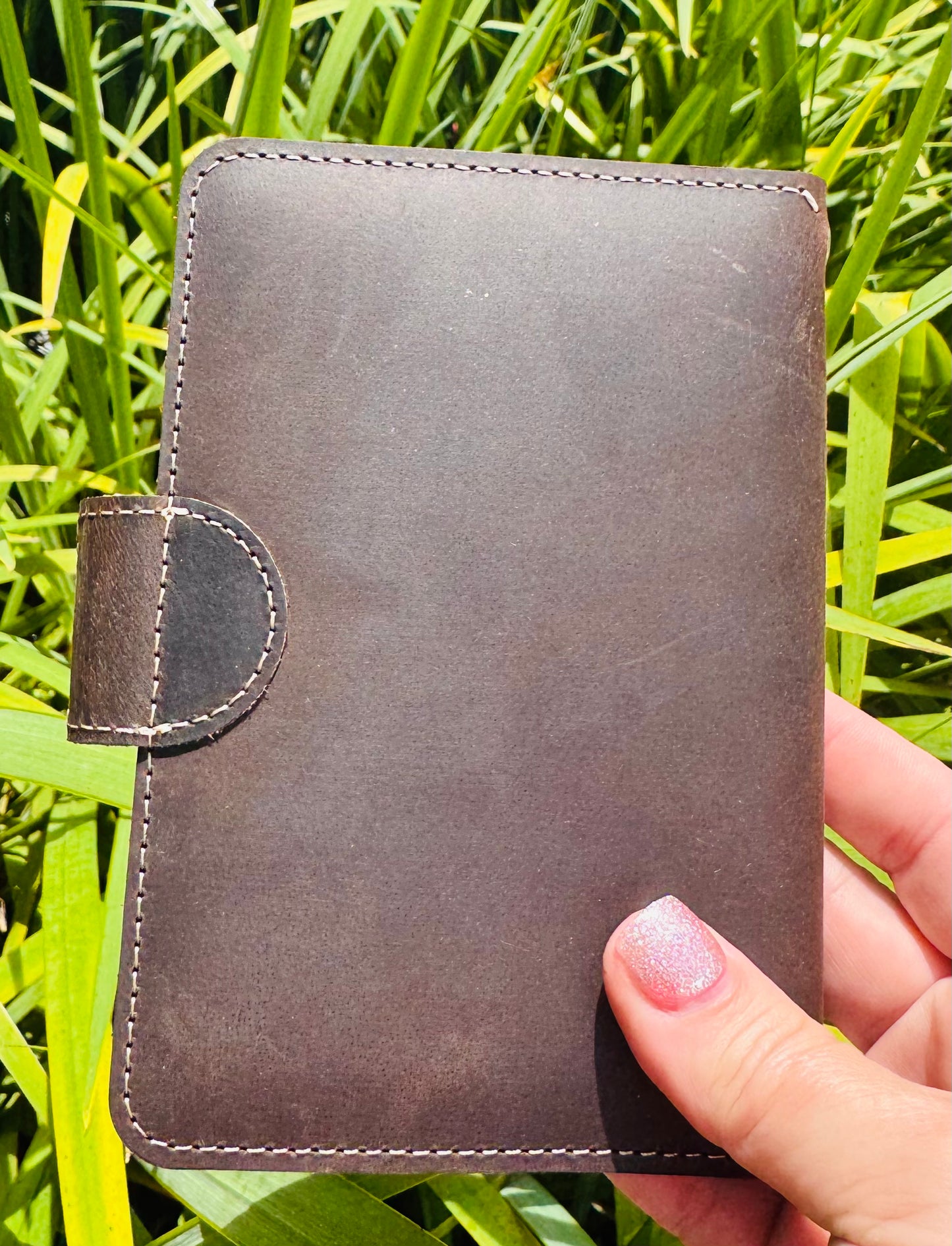 Leather passport wallet engraved -