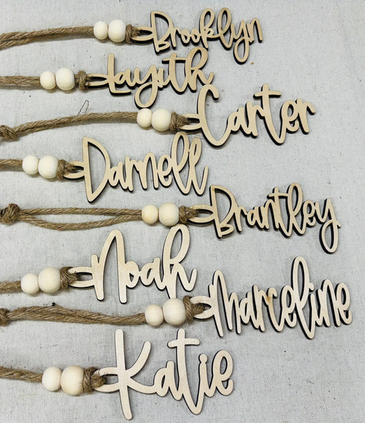 Script Wood stocking tags or gift tags