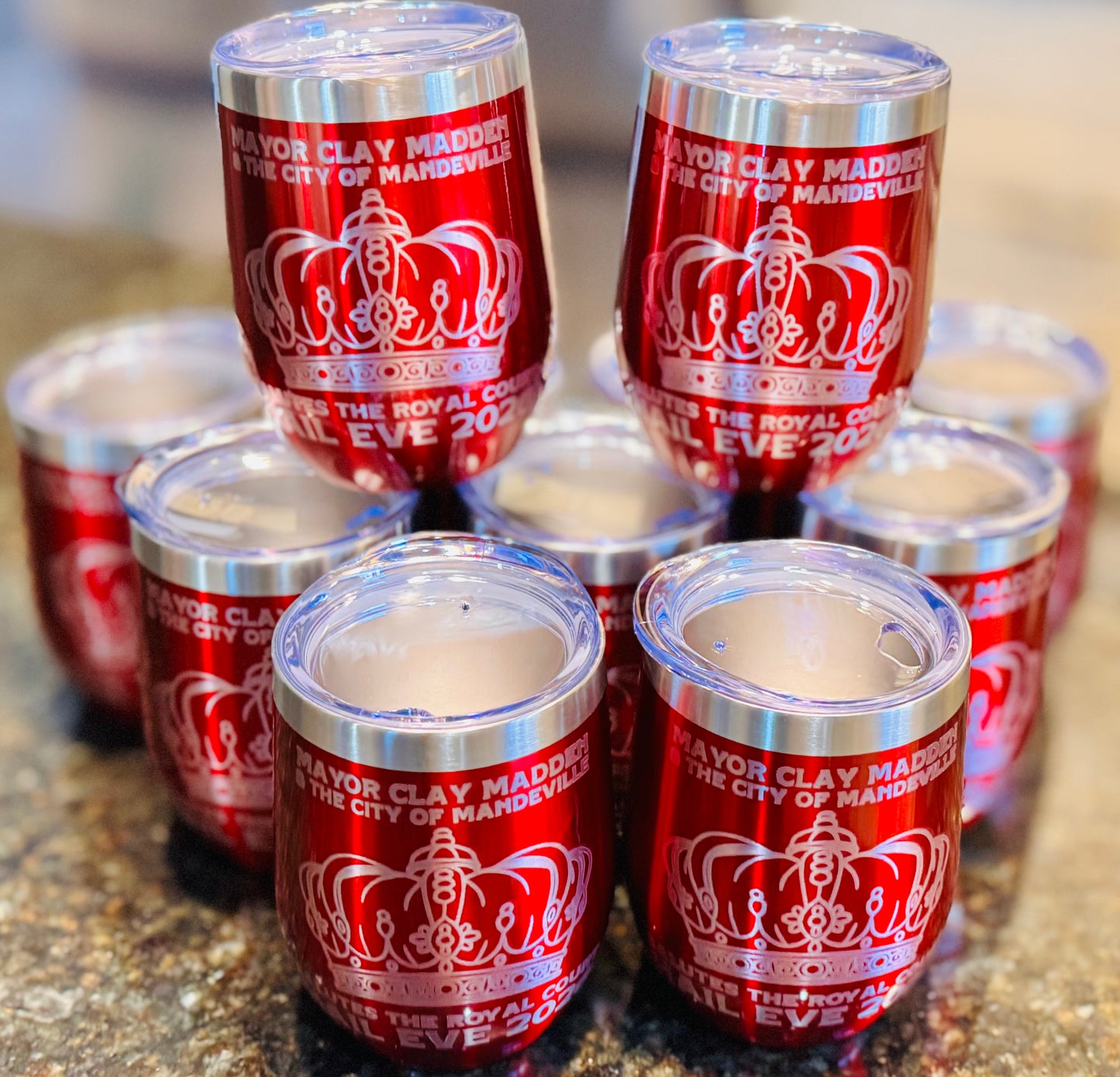 Engraved polar “Red shiny” stemless wine tumbler engraved 12 Oz