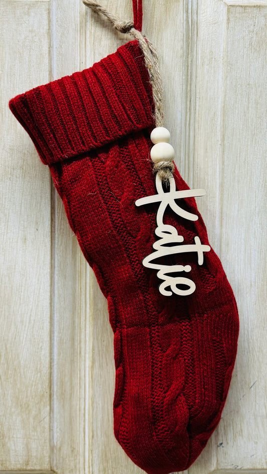 Script Wood stocking tags or gift tags