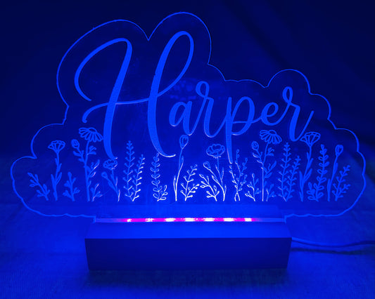 LED & Acrylic nightlight with wood base