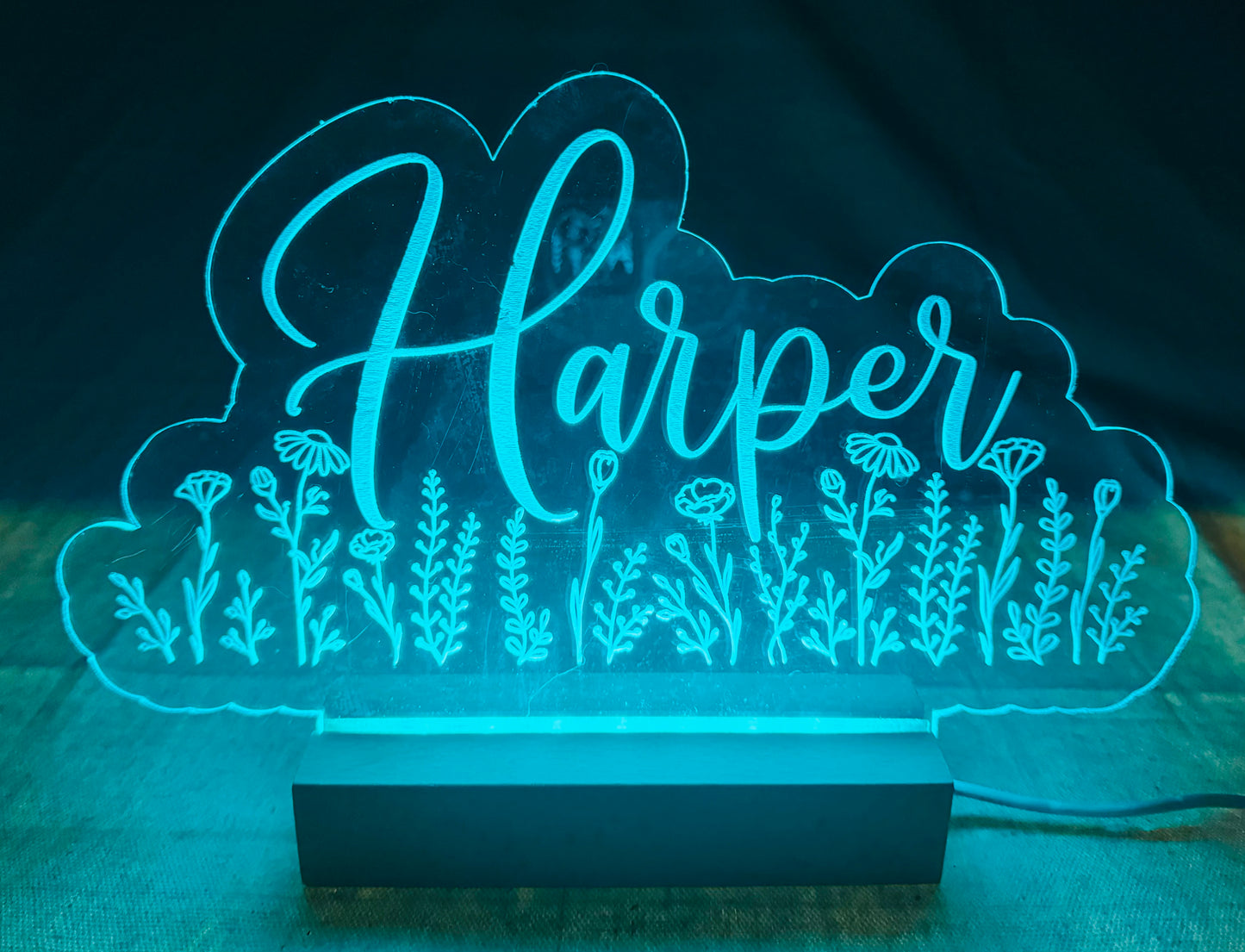 LED & Acrylic nightlight with wood base