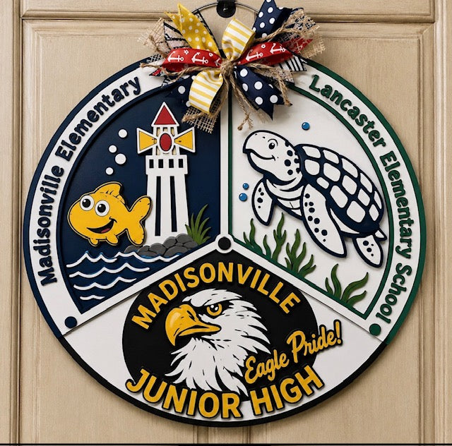 3D MES, LES, MJH School door hanger