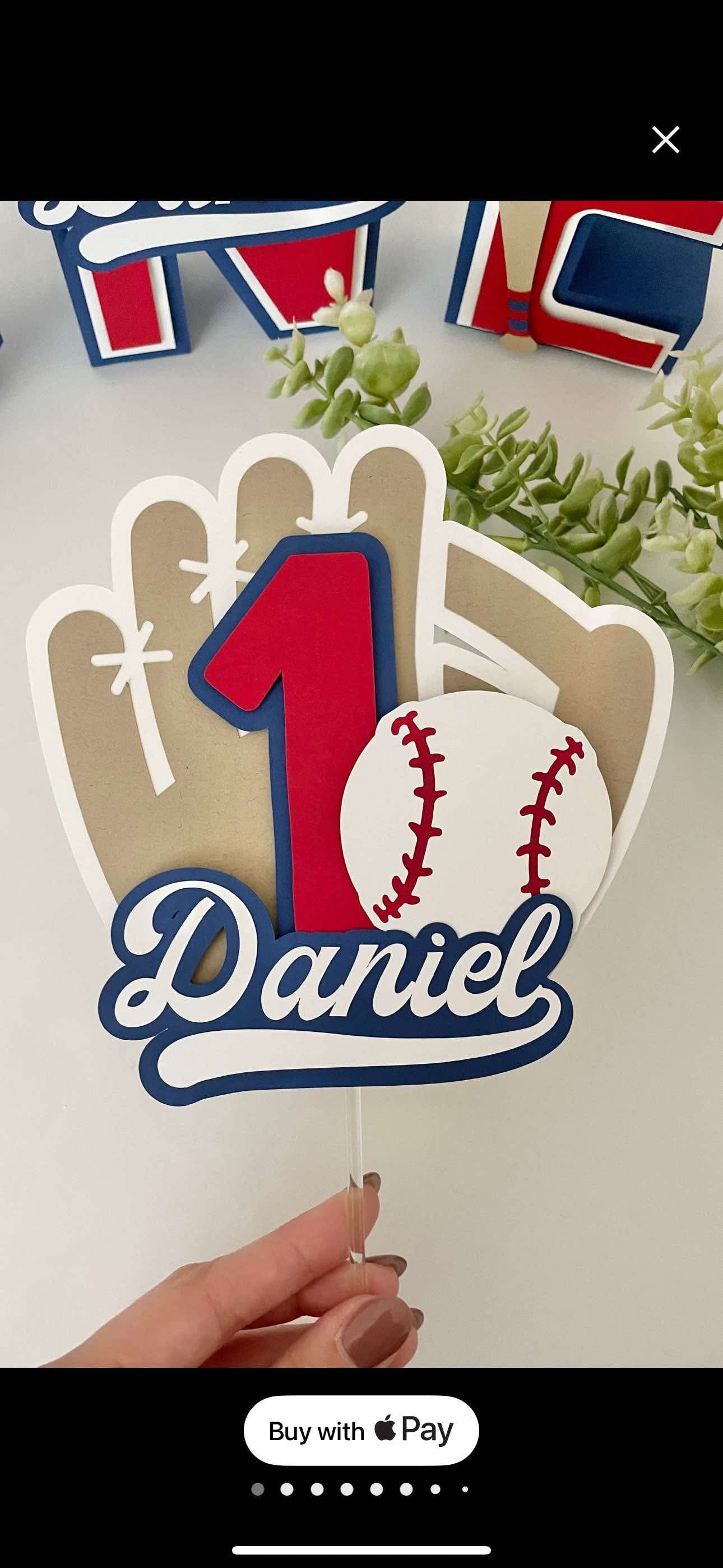 Wood/painted baseball cake toppers