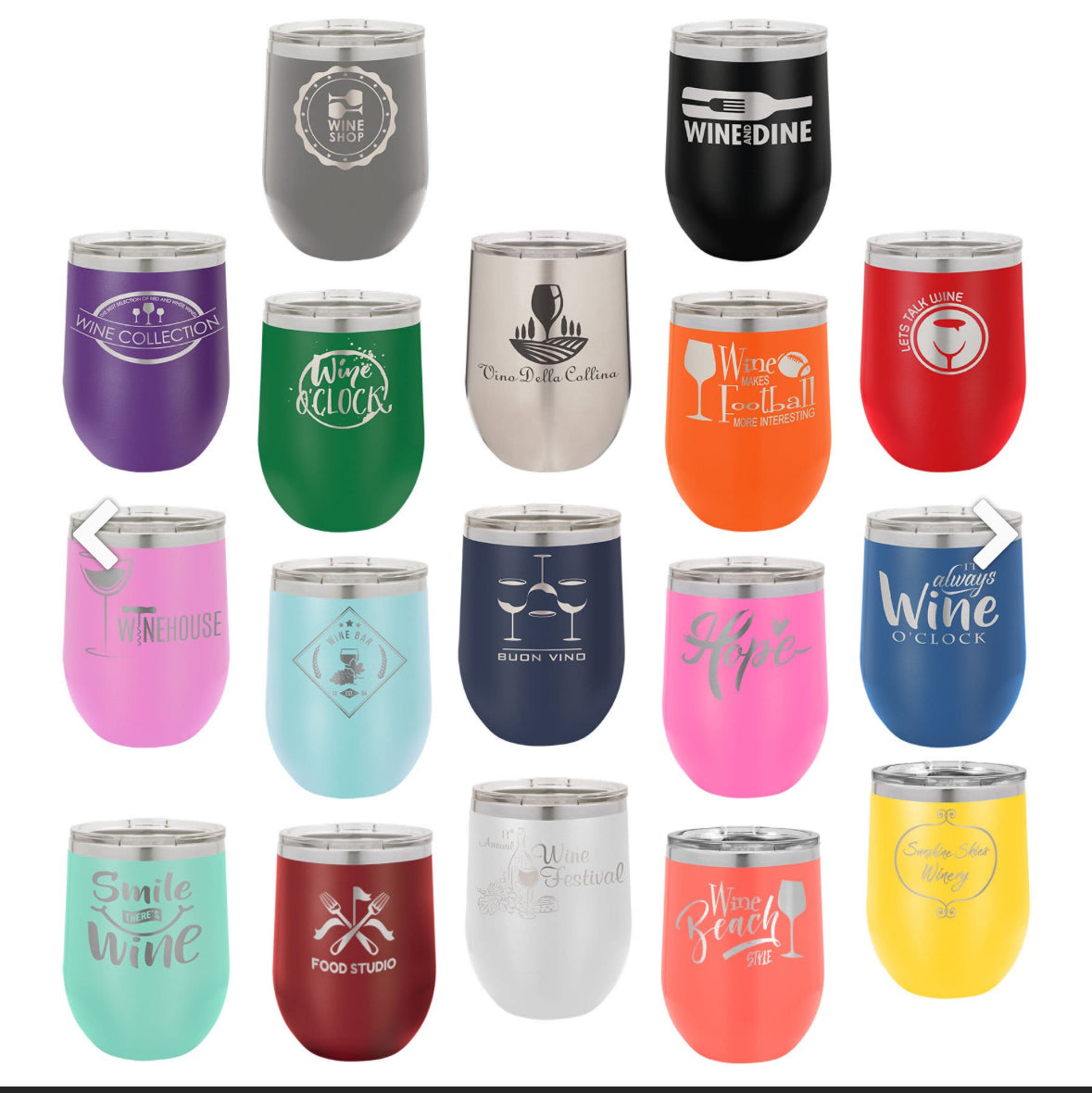 Engraved polar stemless wine tumbler engraved 12 Oz