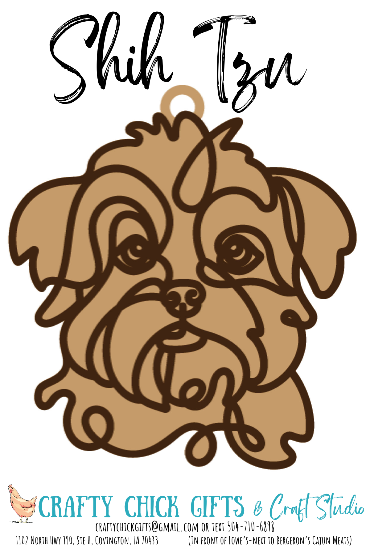 Dog Line Art Ornament-engraved bone