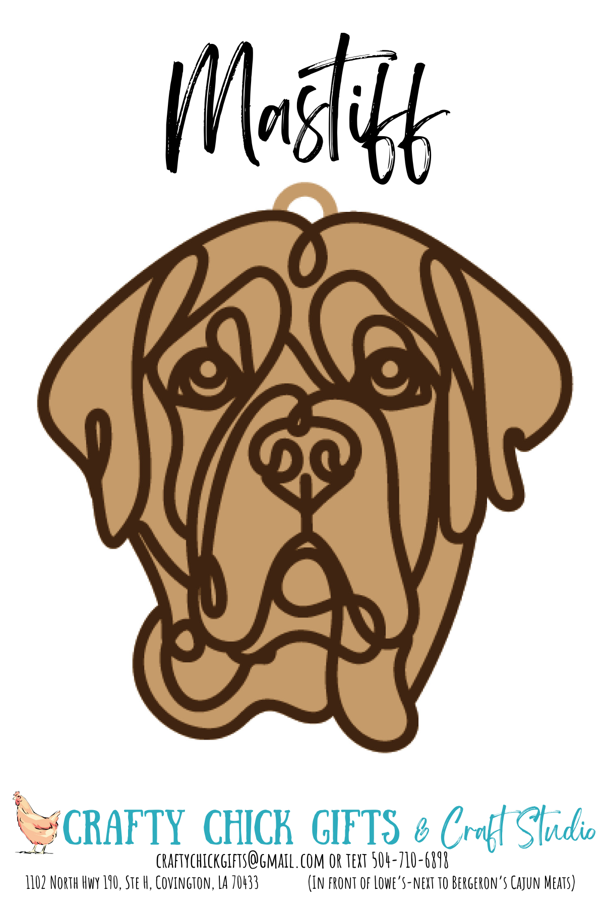 Dog Line Art Ornament-engraved bone