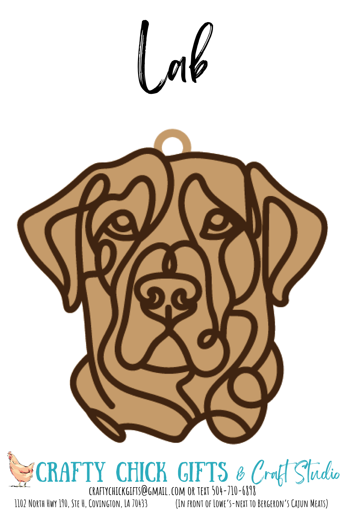 Dog Line Art Ornament-engraved bone