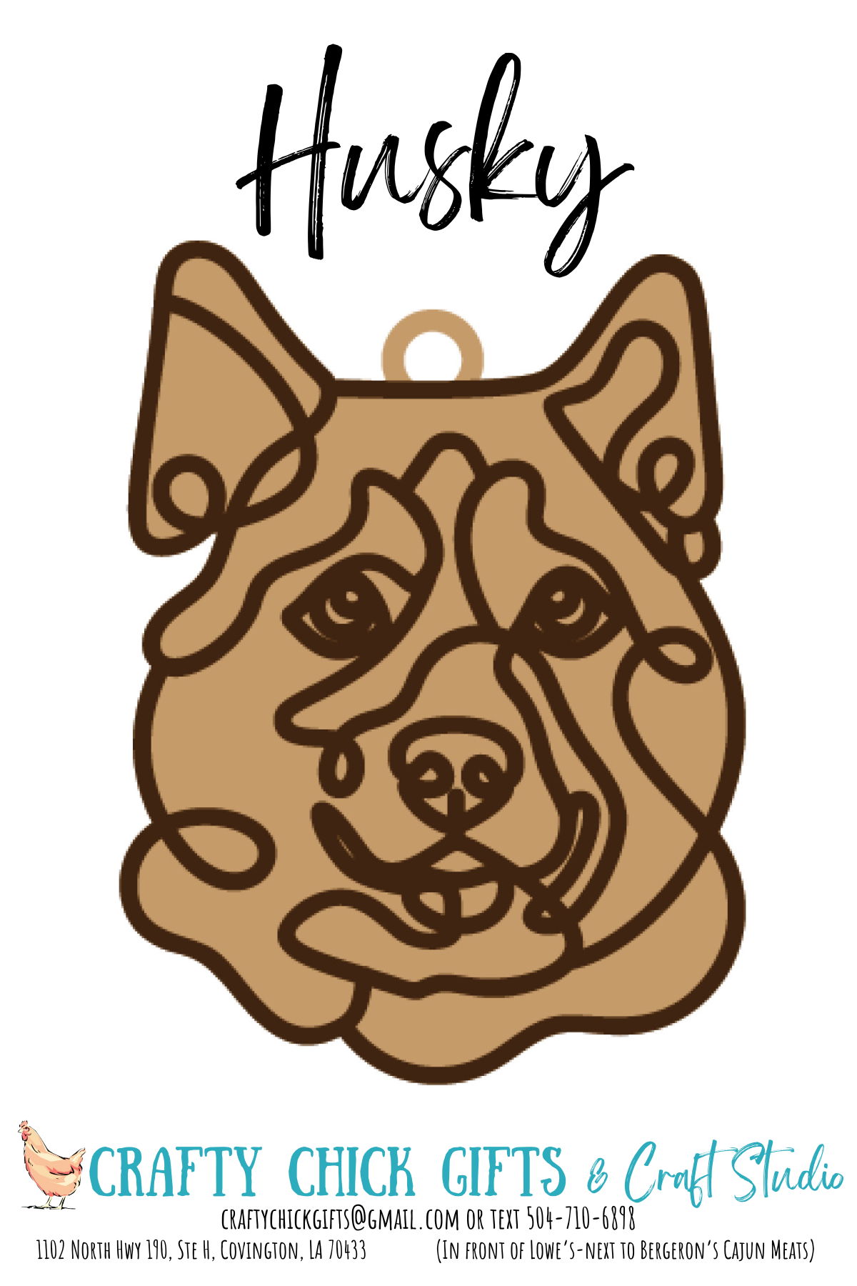 Dog Line Art Ornament-engraved bone
