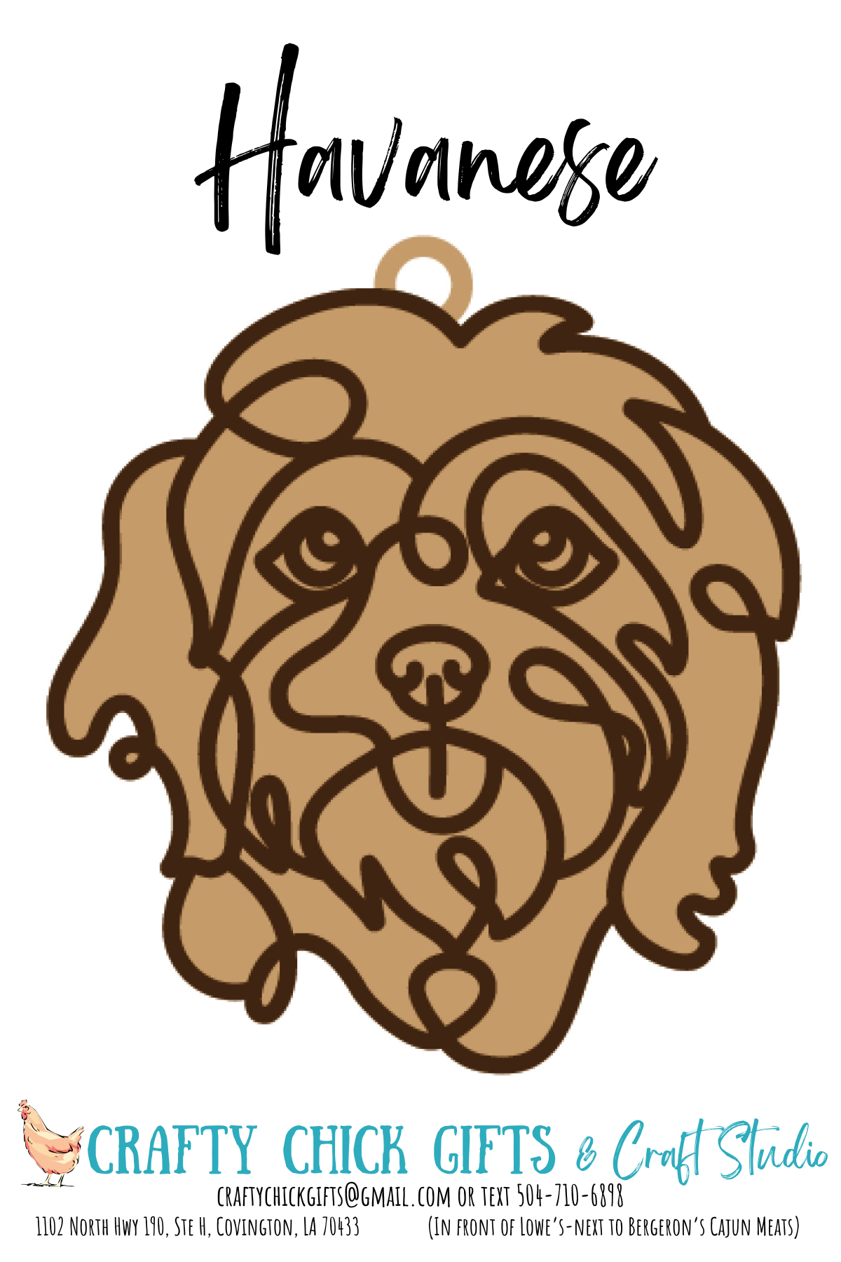 Dog Line Art Ornament-engraved bone