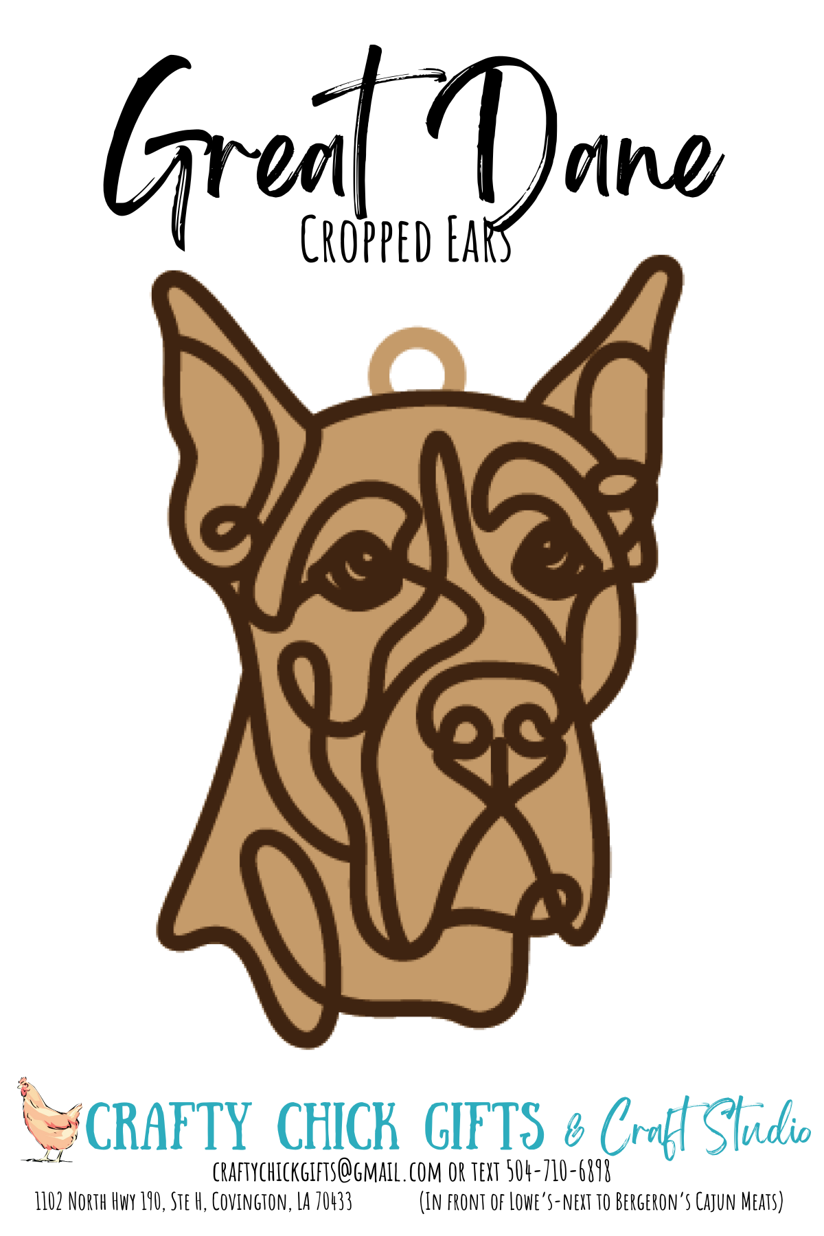Dog Line Art Ornament-engraved bone