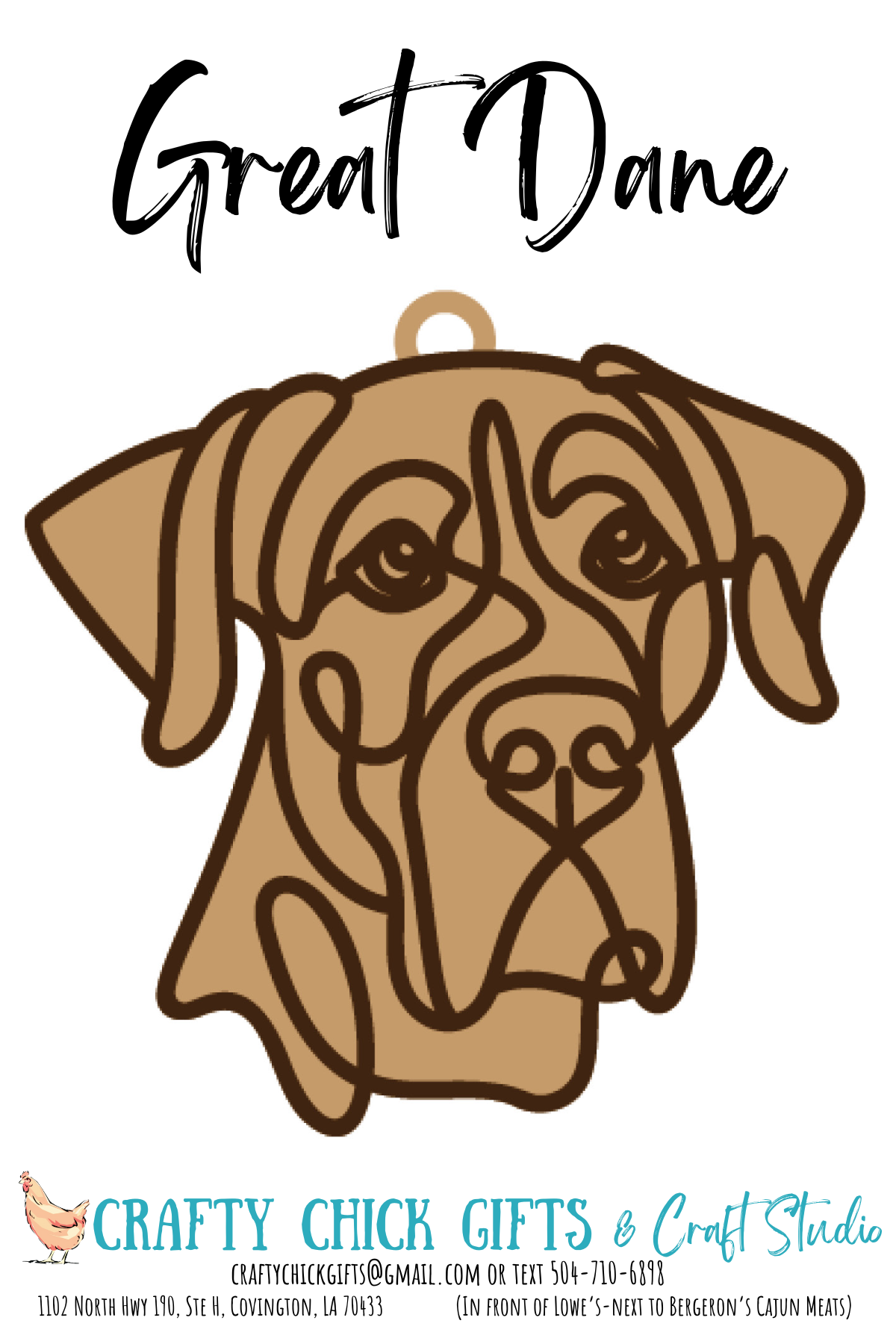 Dog Line Art Ornament-engraved bone