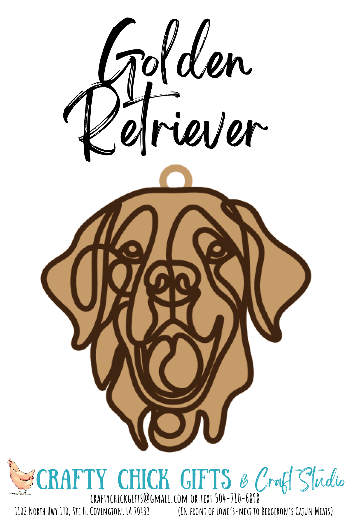 Dog Line Art Ornament-engraved bone