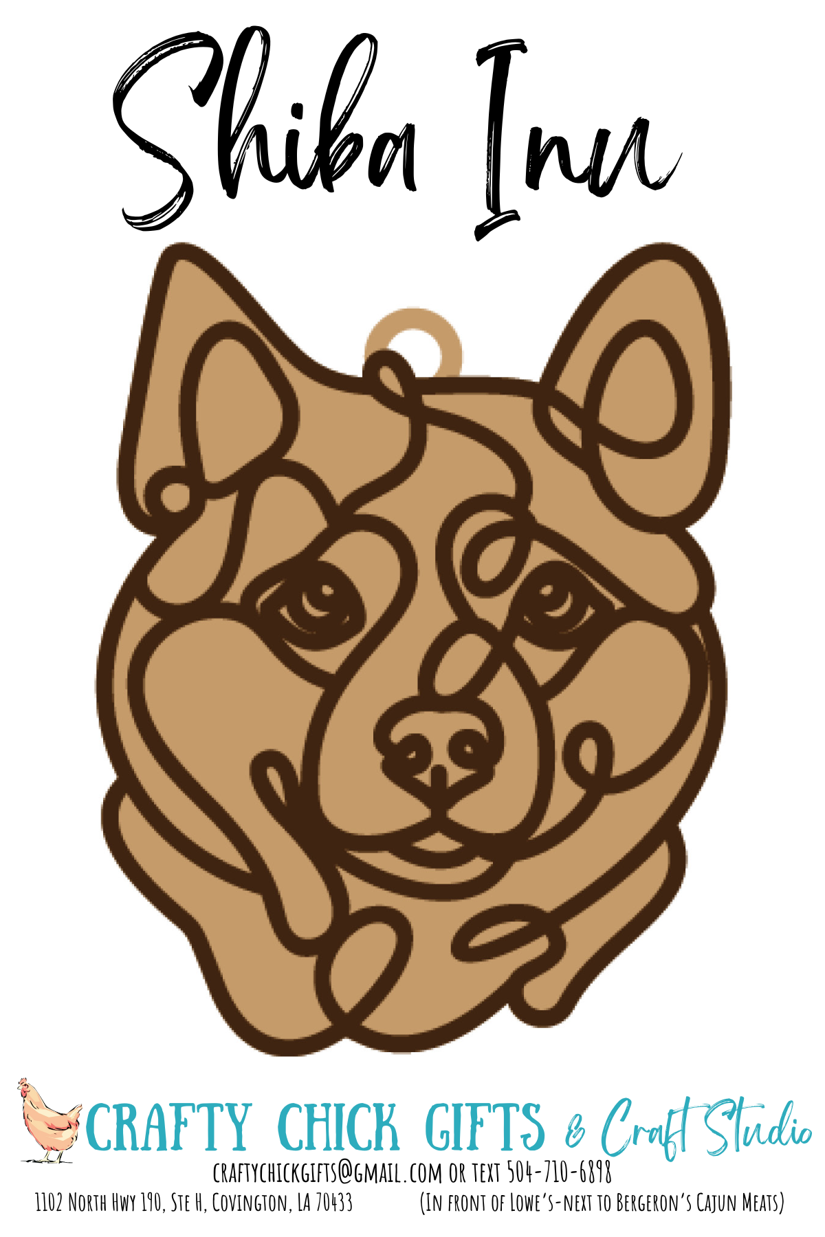 Dog Line Art Ornament-engraved bone