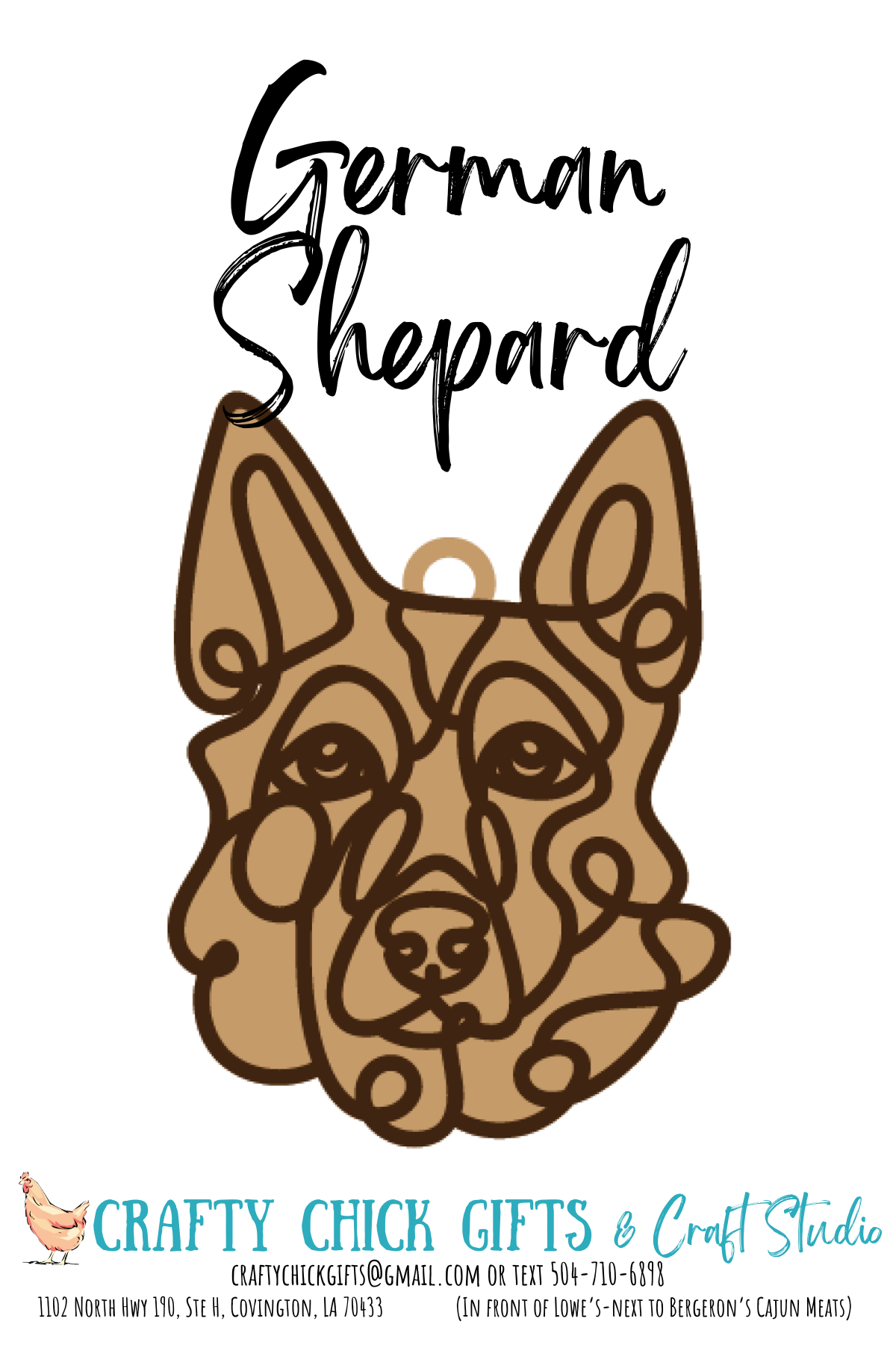 Dog Line Art Ornament-engraved bone