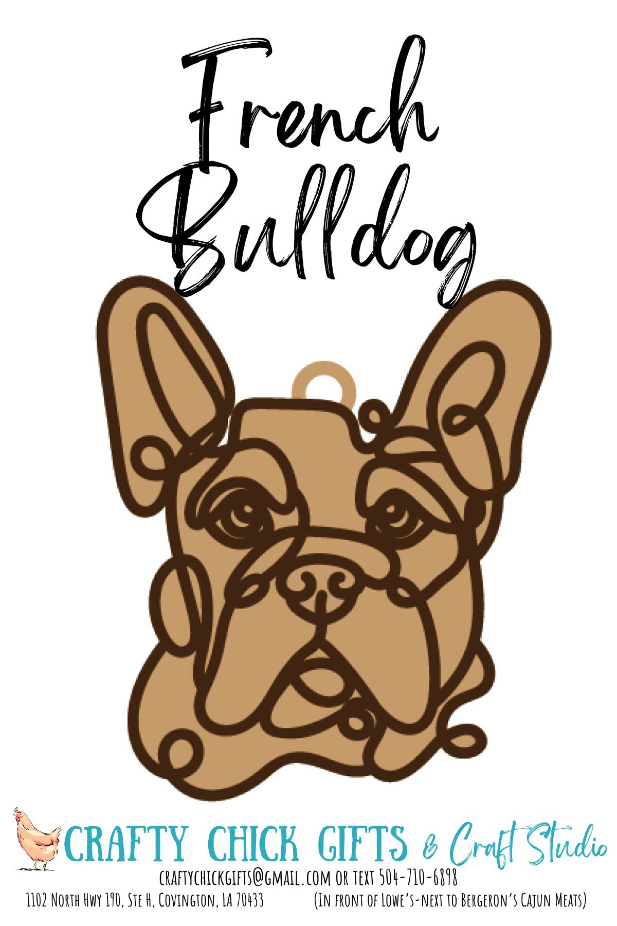 Dog Line Art Ornament-engraved bone