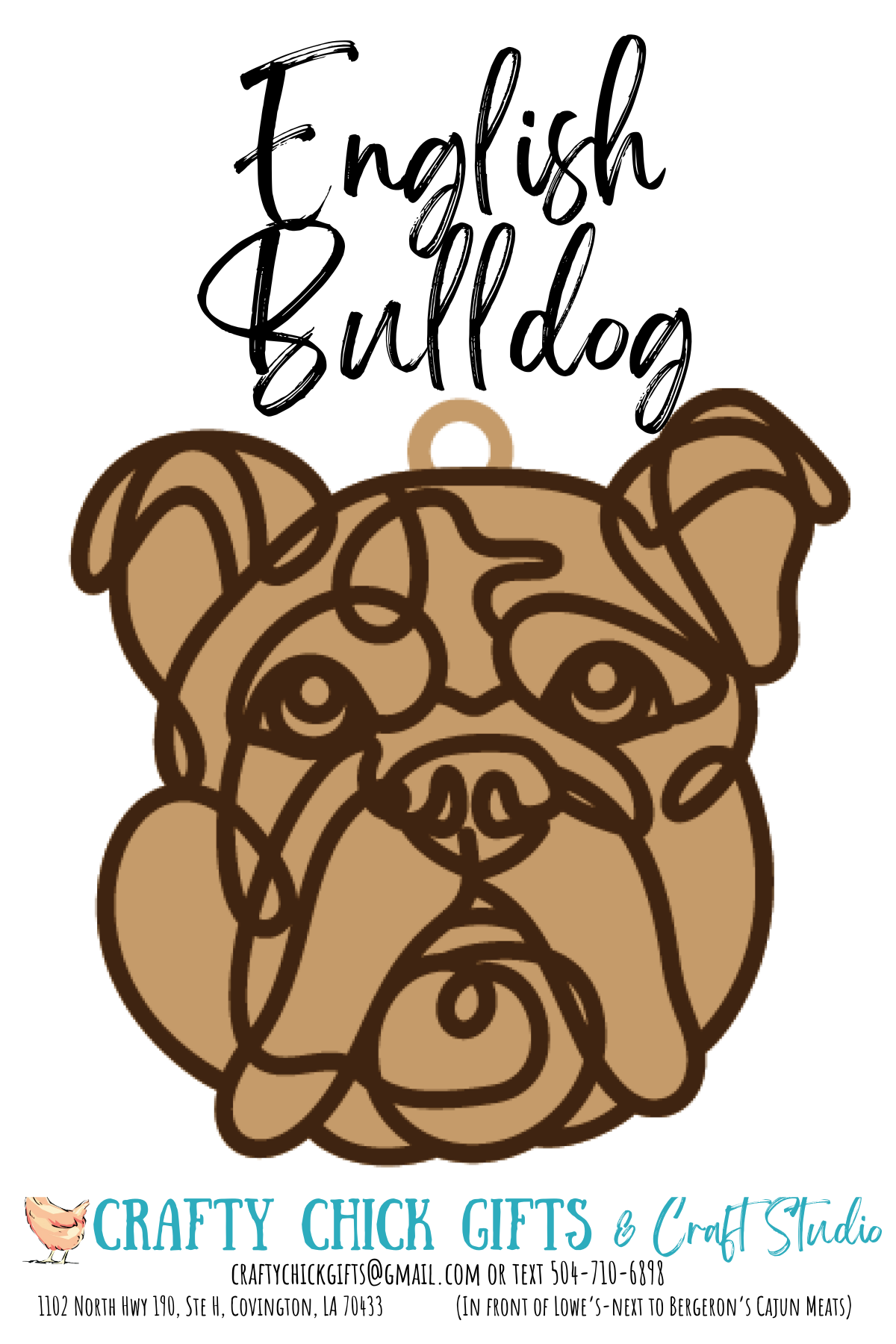 Dog Line Art Ornament-engraved bone