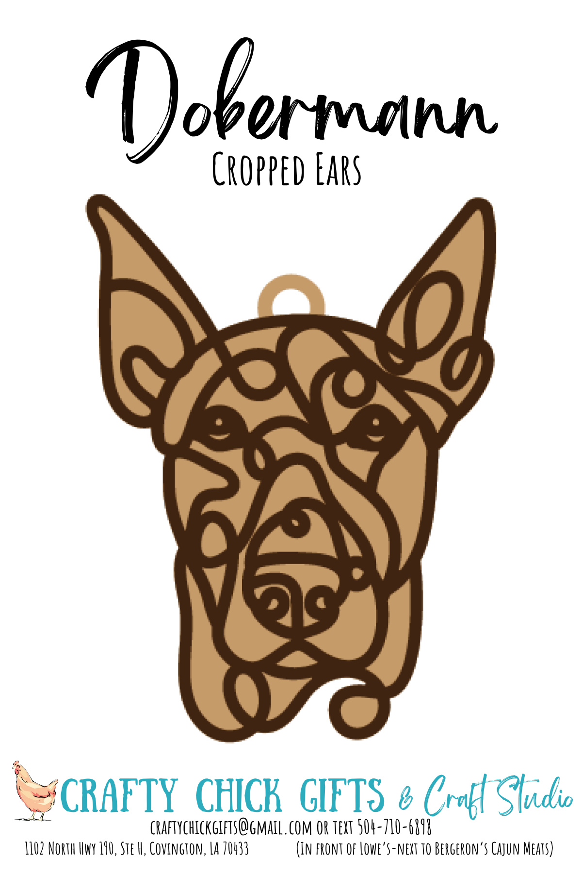 Dog Line Art Ornament-engraved bone