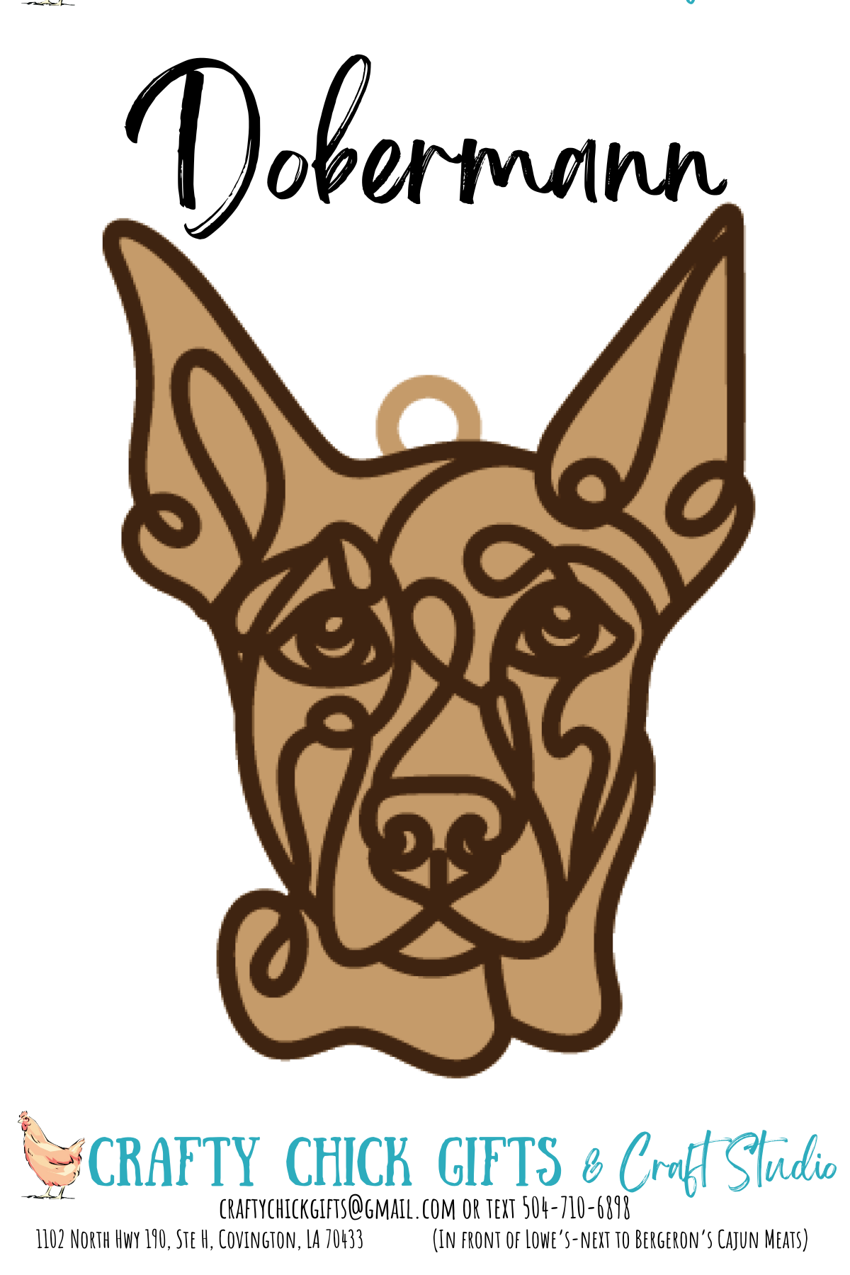 Dog Line Art Ornament-engraved bone