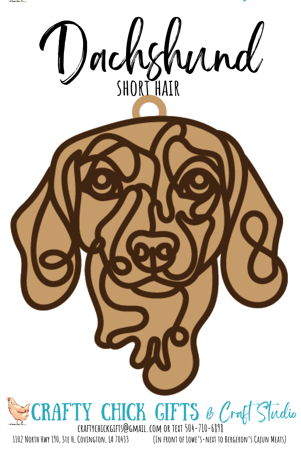 Dog Line Art Ornament-engraved bone