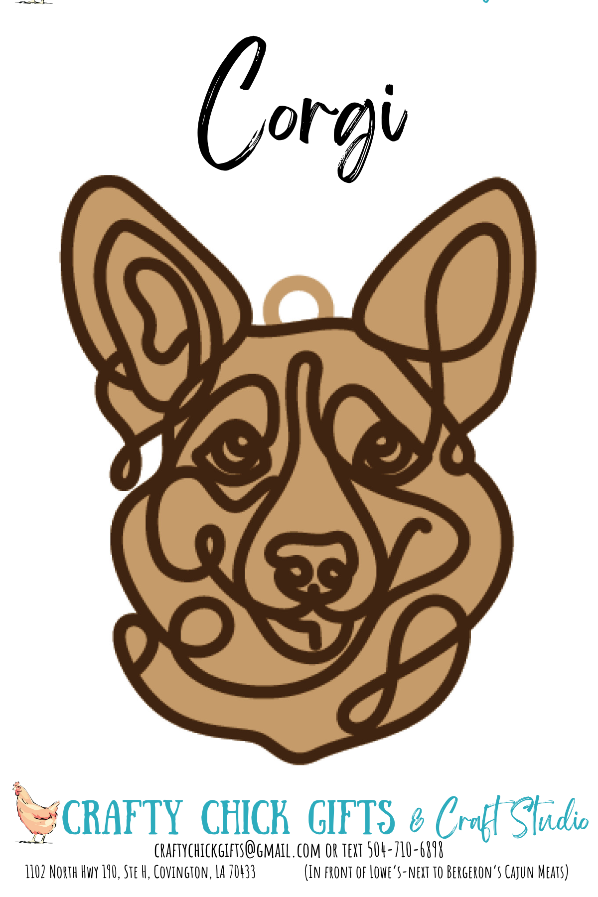 Dog Line Art Ornament-engraved bone