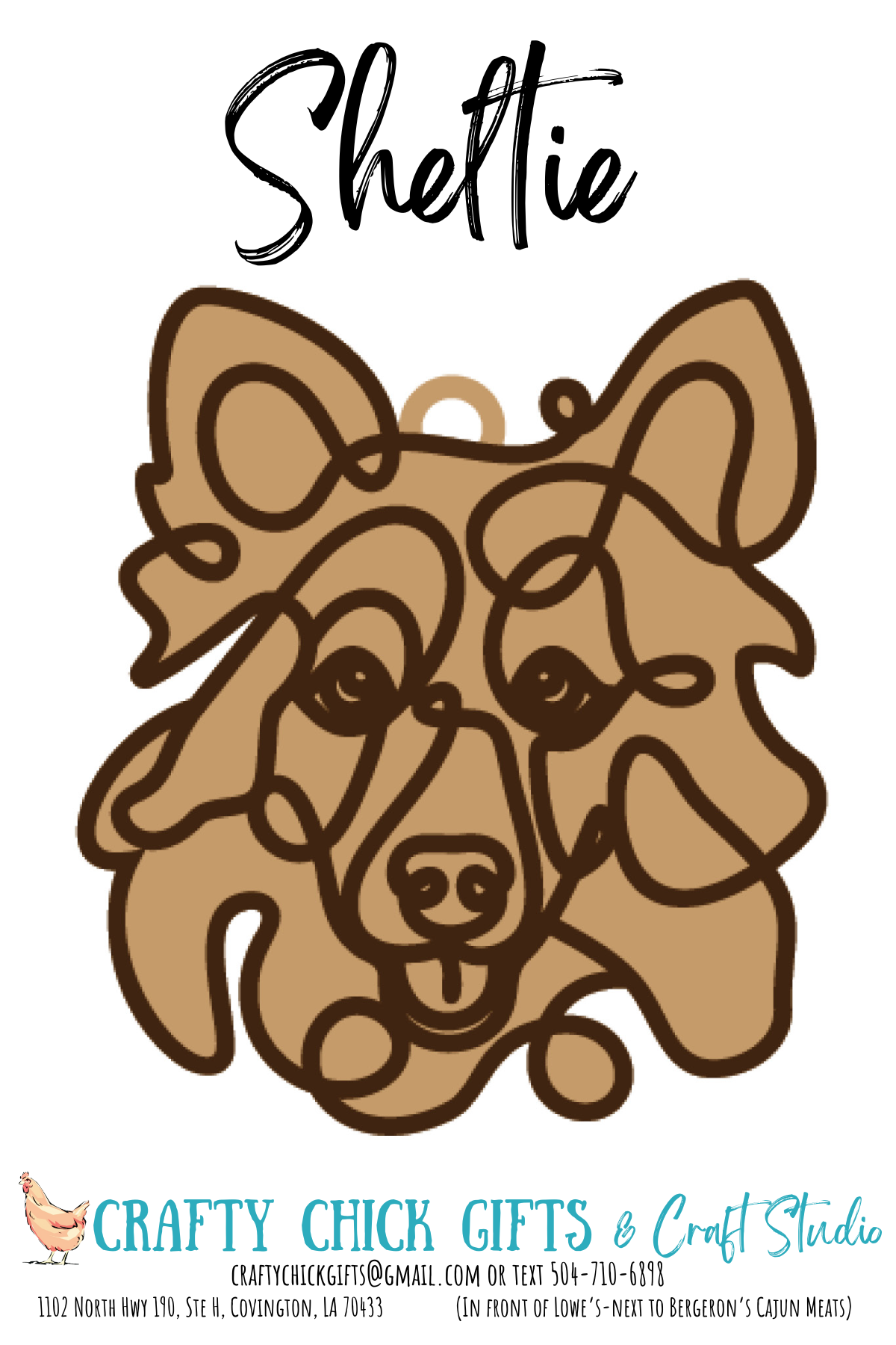 Dog Line Art Ornament-engraved bone