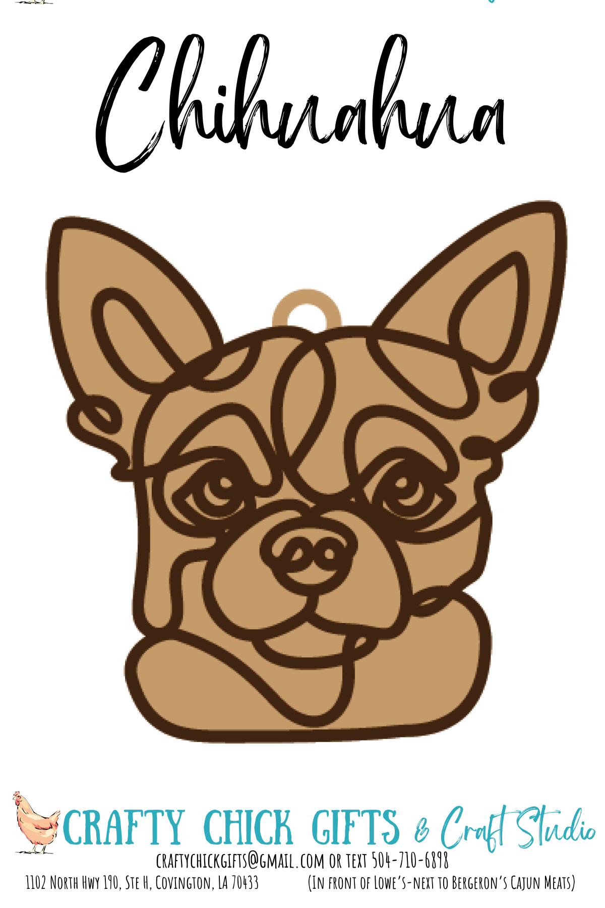 Dog Line Art Ornament-engraved bone