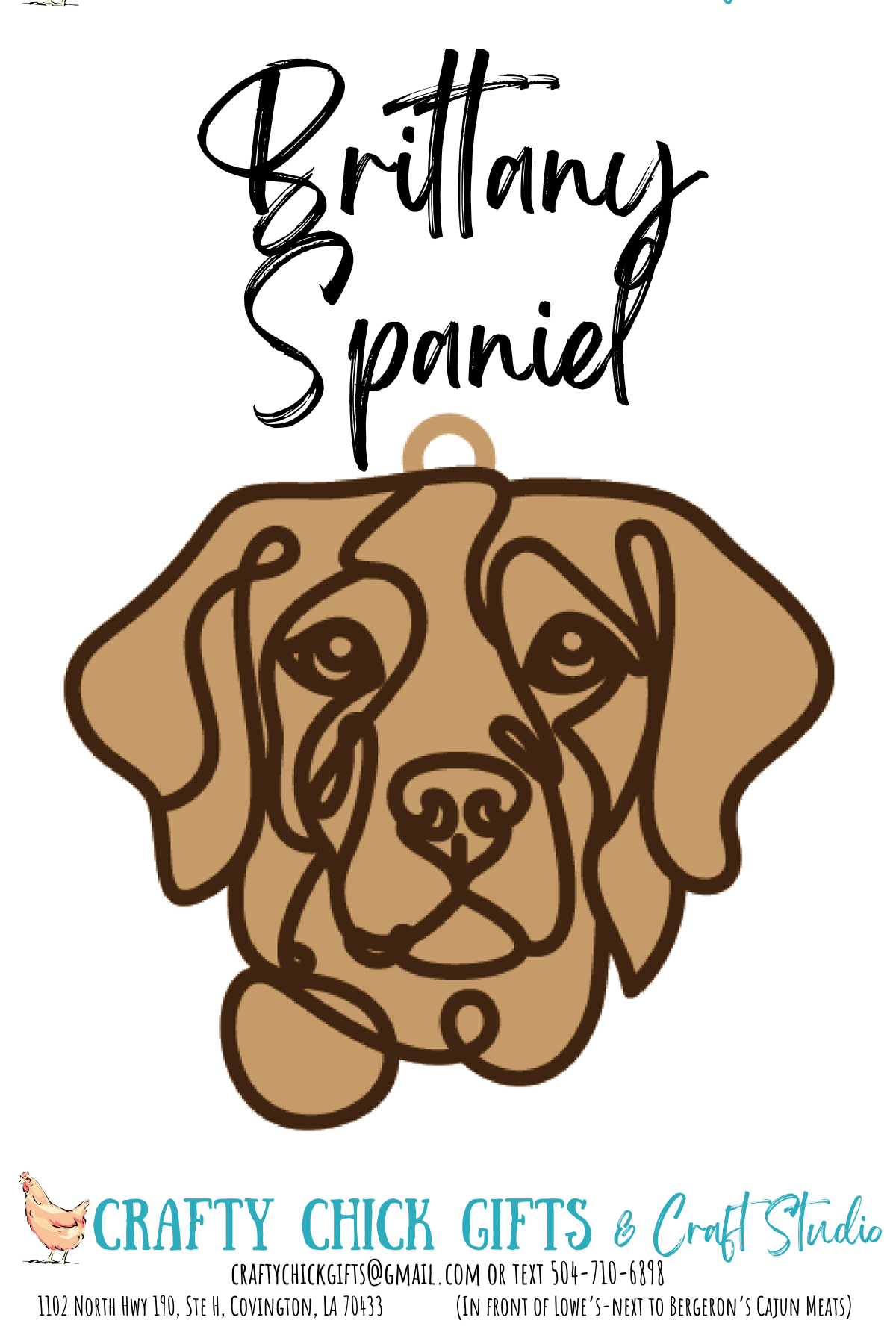 Dog Line Art Ornament-engraved bone