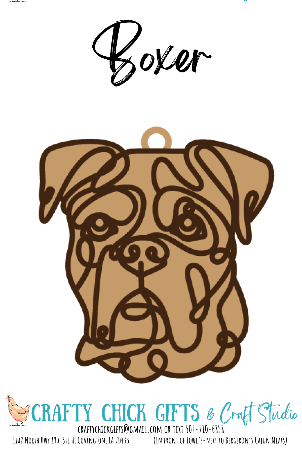 Dog Line Art Ornament-engraved bone